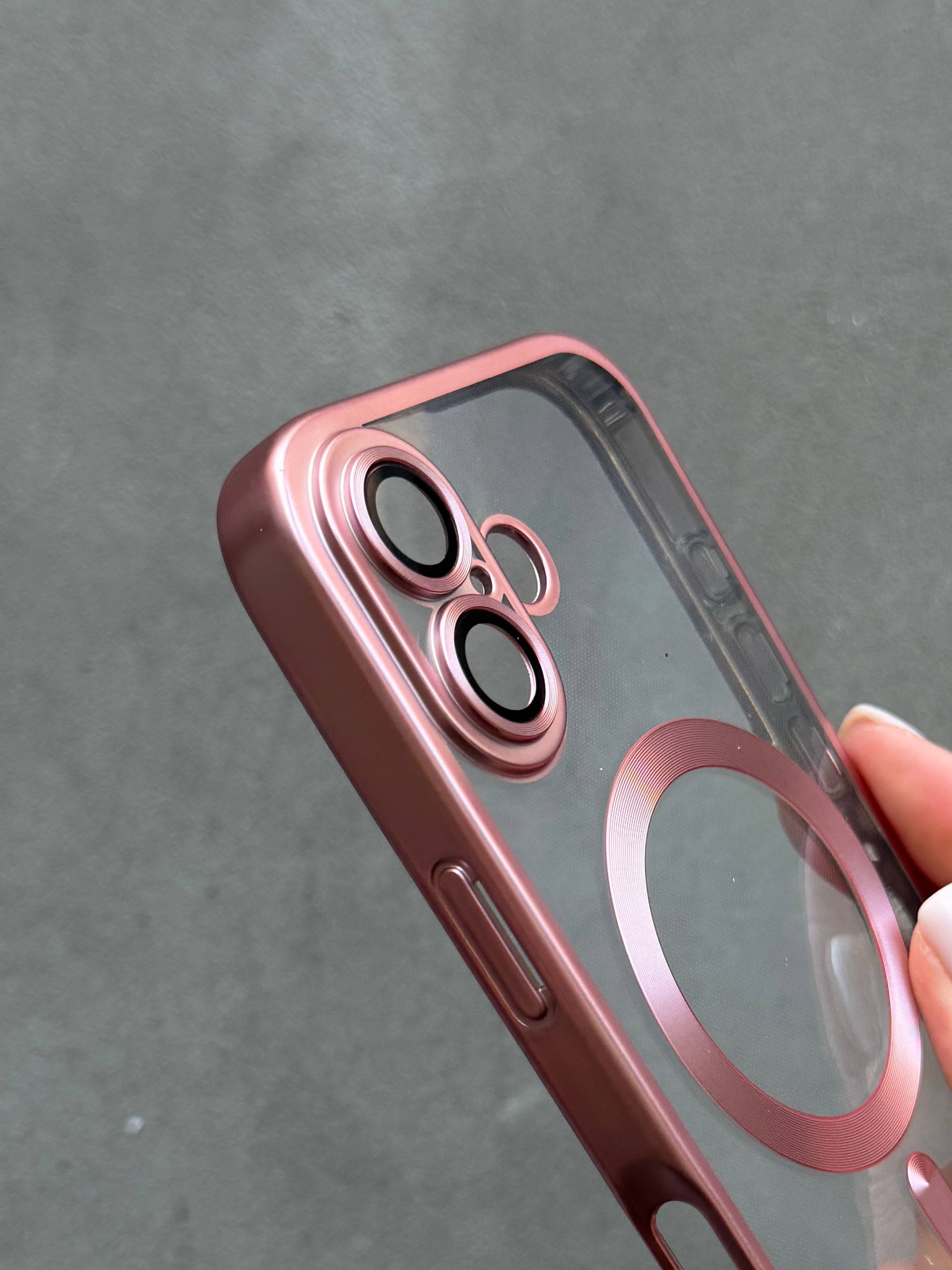 Чехол цветной Shining case с Magsafe на iPhone 17 Pink
