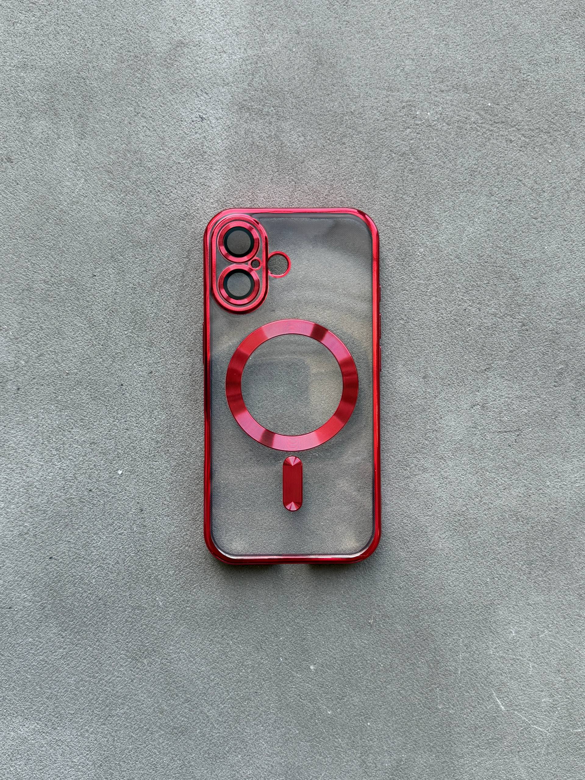 Чехол цветной Shining case с Magsafe на iPhone 16 Red