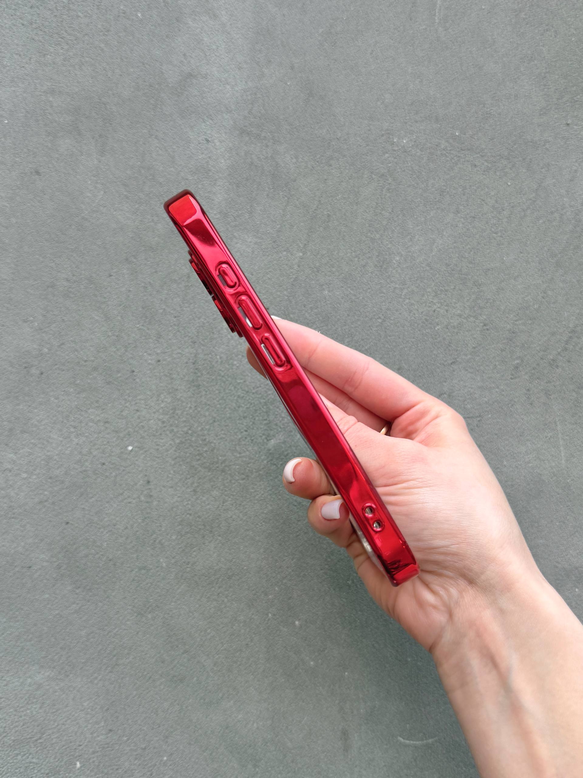 Чехол цветной Shining case с Magsafe на iPhone 16 Red