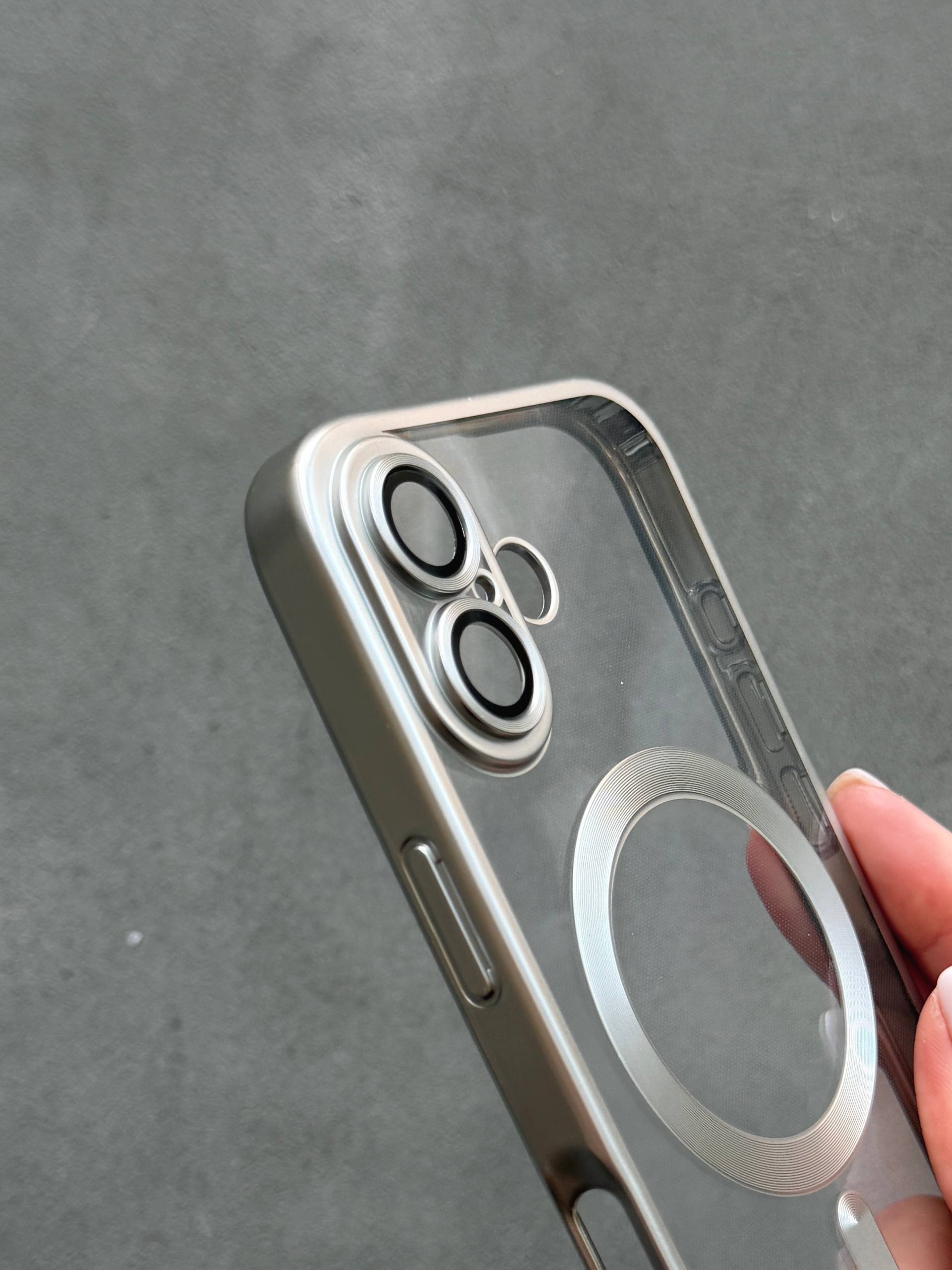Чехол цветной Shining case с Magsafe на iPhone 17 Silver