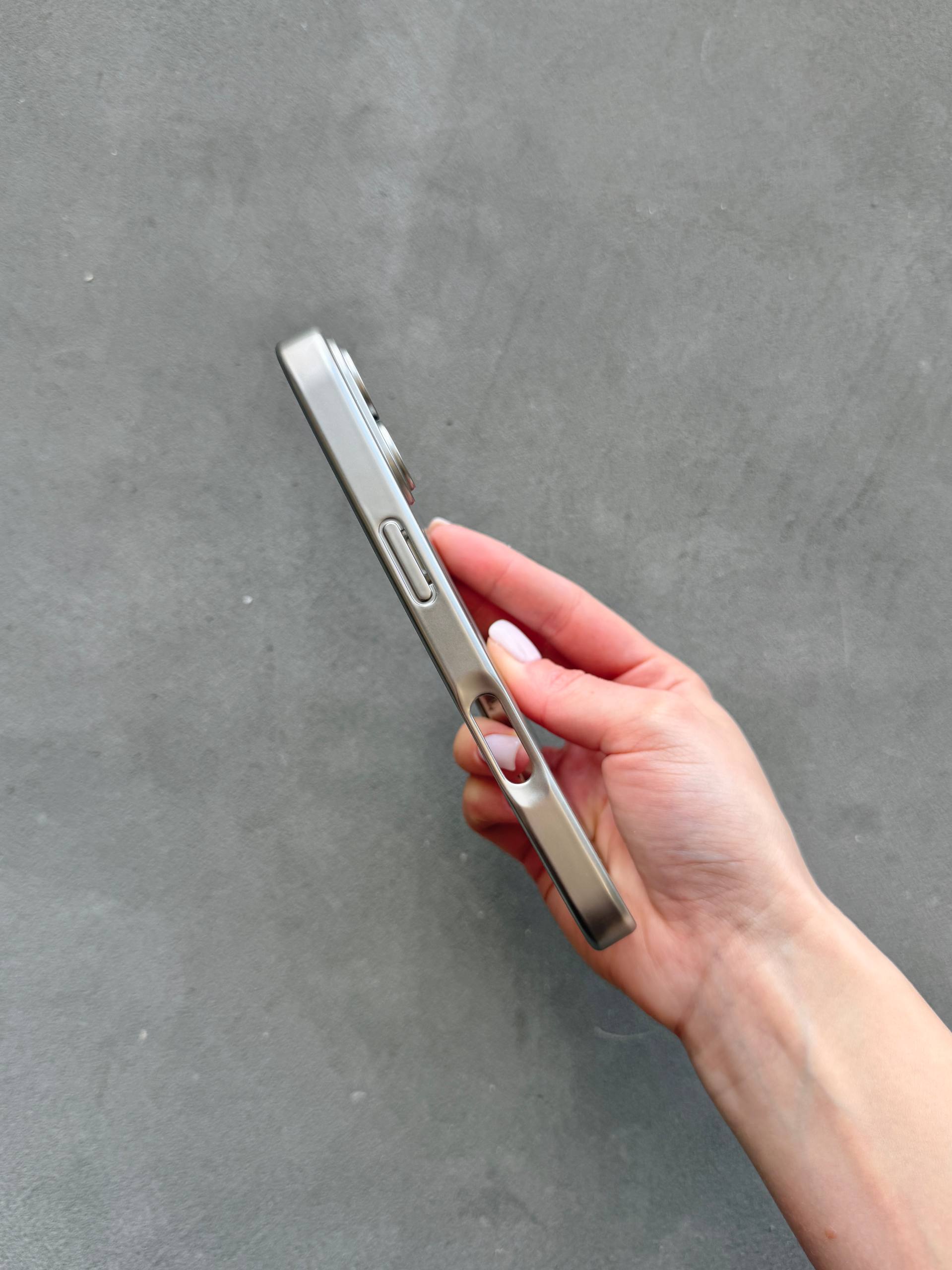 Чехол цветной Shining case с Magsafe на iPhone 17 Silver