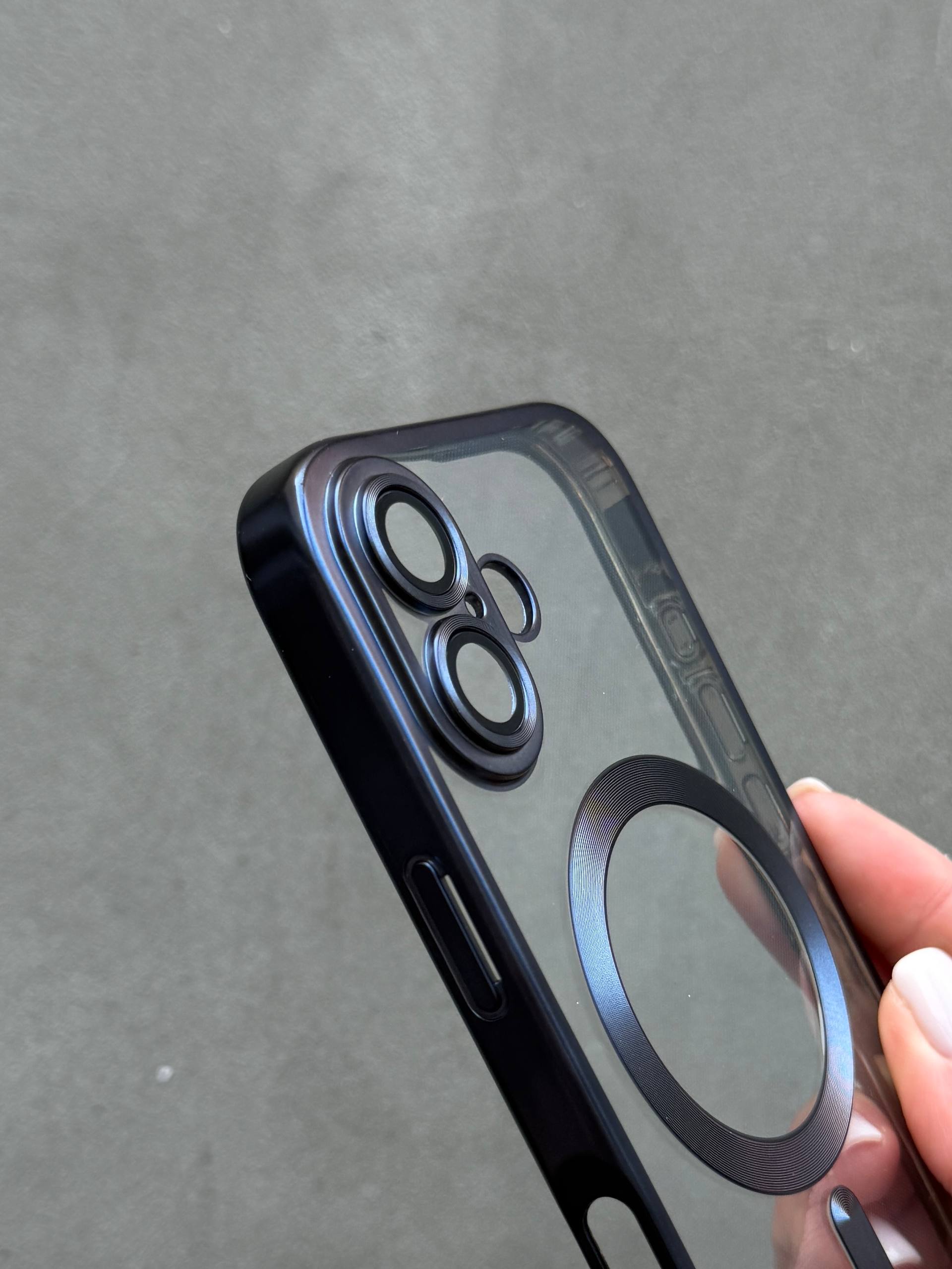 Чехол цветной Shining case с Magsafe на iPhone 17 Dark Blue