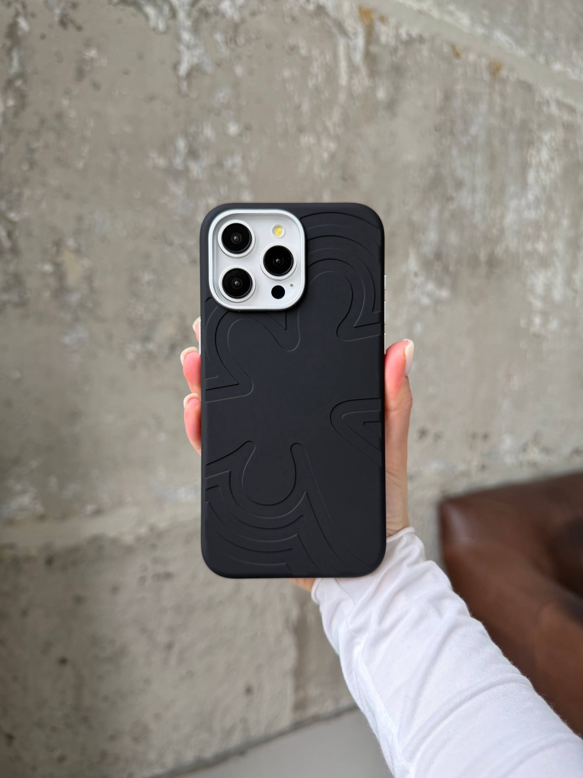 Чохол Flower Silicone Case з Magsafe на iPhone 15 Pro Max Black (04)