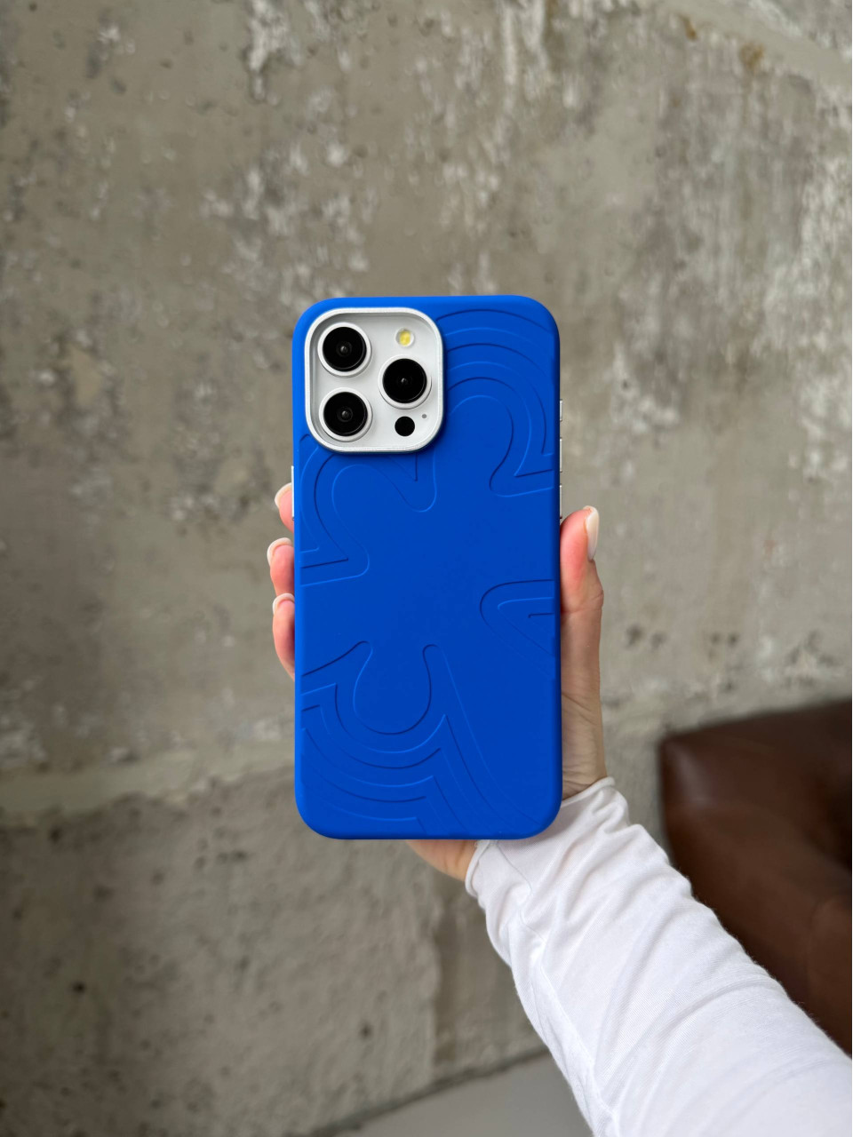 Чохол Flower Silicone Case з Magsafe на iPhone 15 Pro Max Electric Blue (03)