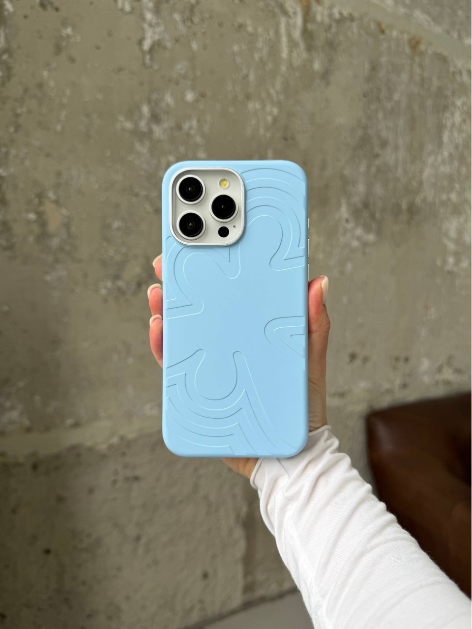 Чохол Flower Silicone Case з Magsafe на iPhone 15 Pro Max Cloud Blue (02)