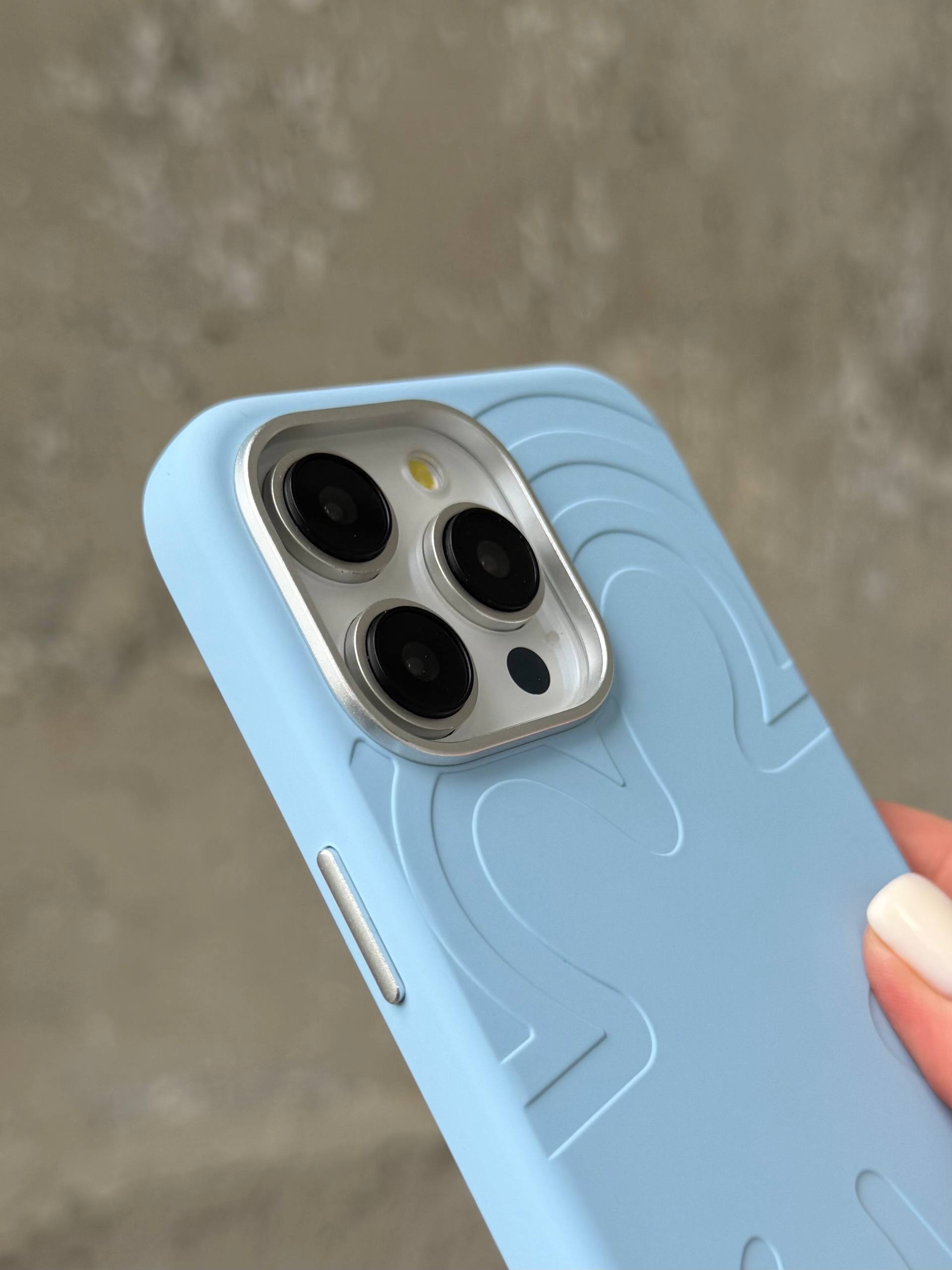 Чохол Flower Silicone Case з Magsafe на iPhone 16 Pro Cloud Blue (02)