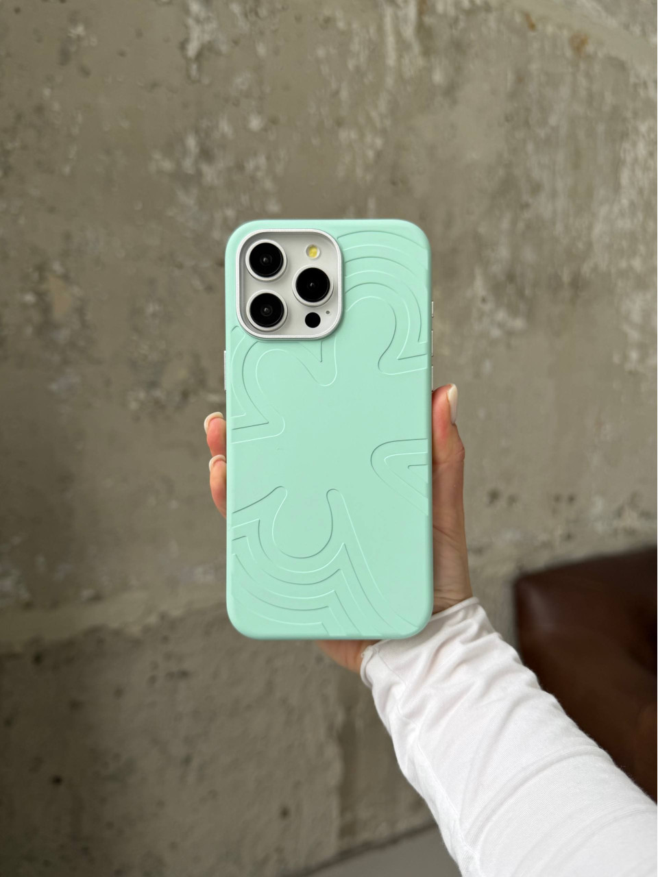 Чохол Flower Silicone Case з Magsafe на iPhone 16 Pro Max Mint (08)