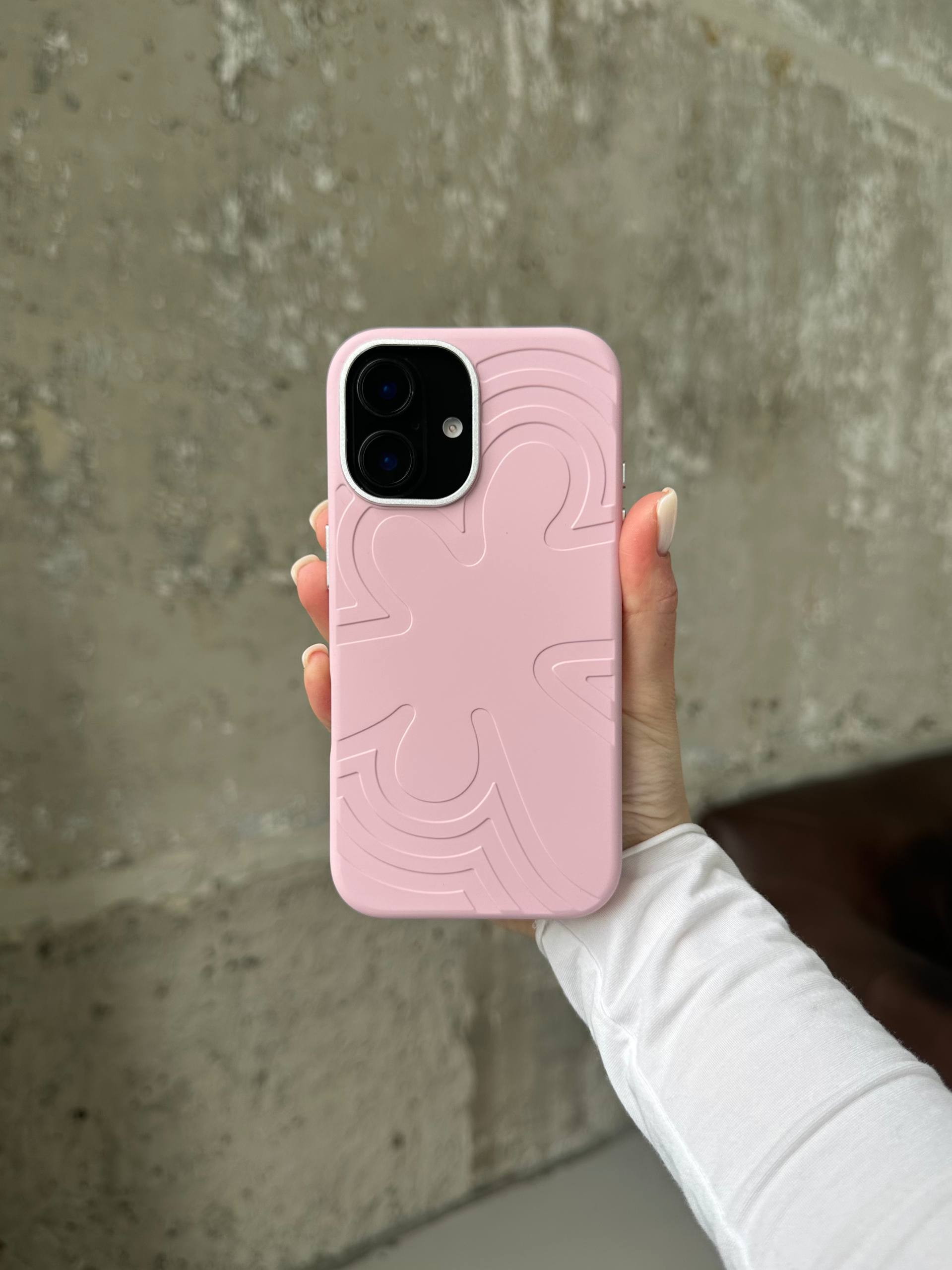 Чехол Flower Silicone Case с Magsafe на iPhone 16 Pink (01)