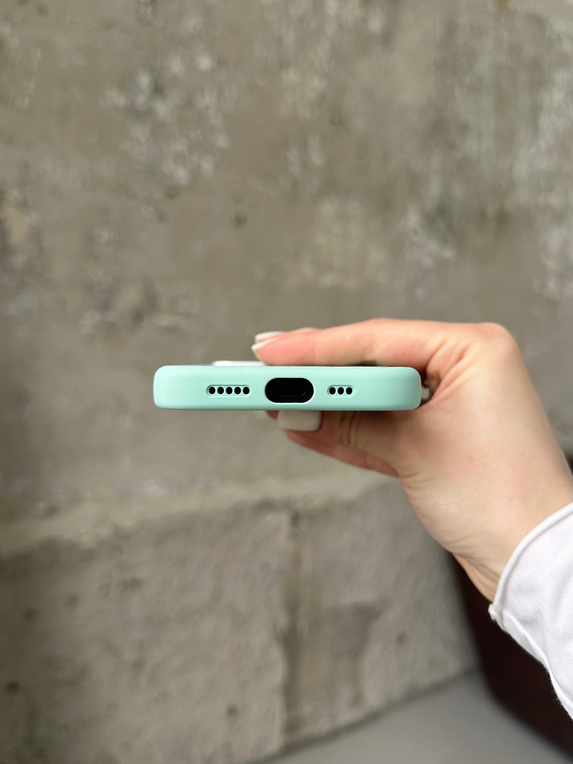 Чехол Flower Silicone Case с Magsafe на iPhone 16 Mint (08)