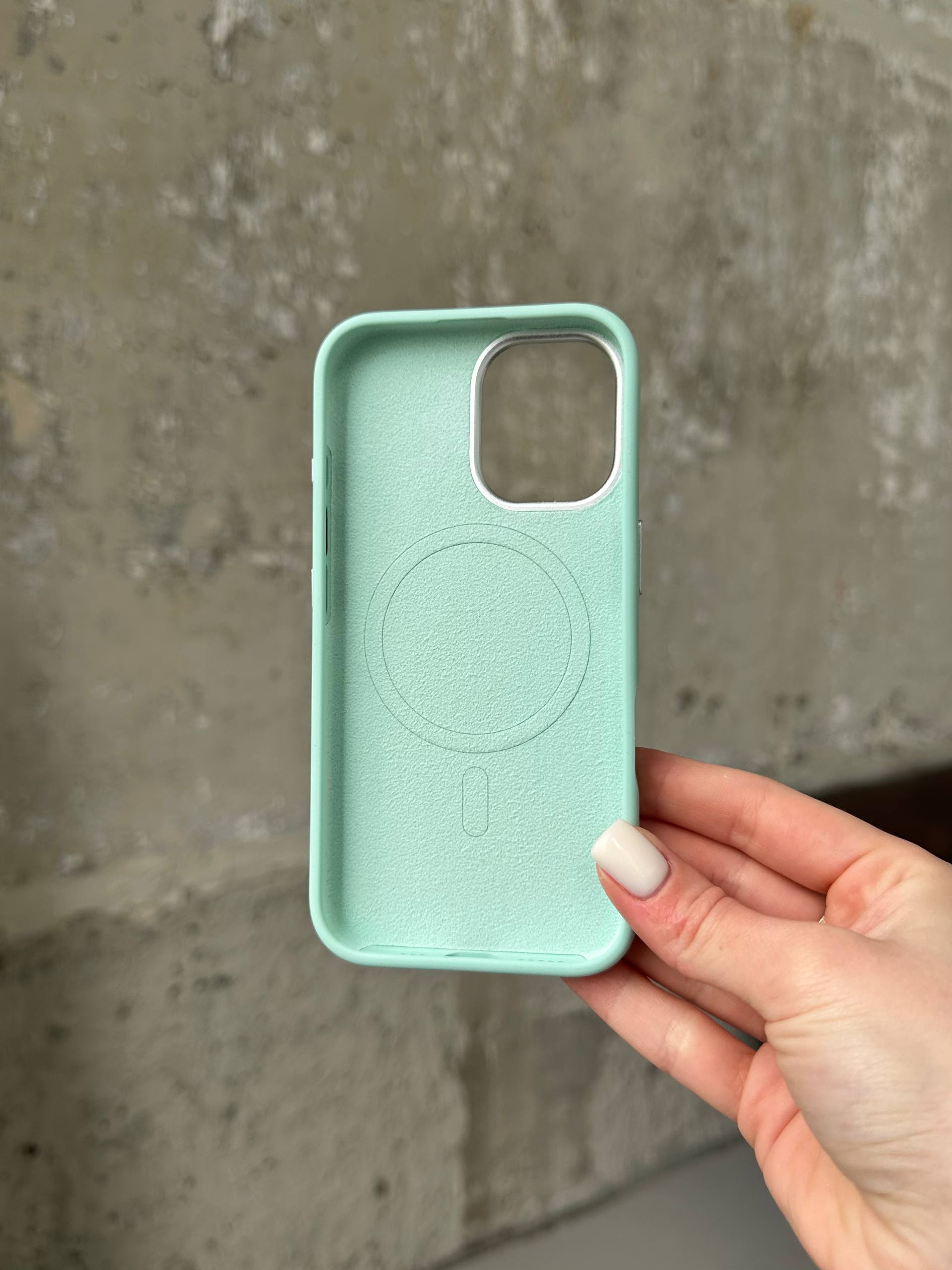 Чехол Flower Silicone Case с Magsafe на iPhone 16 Mint (08)