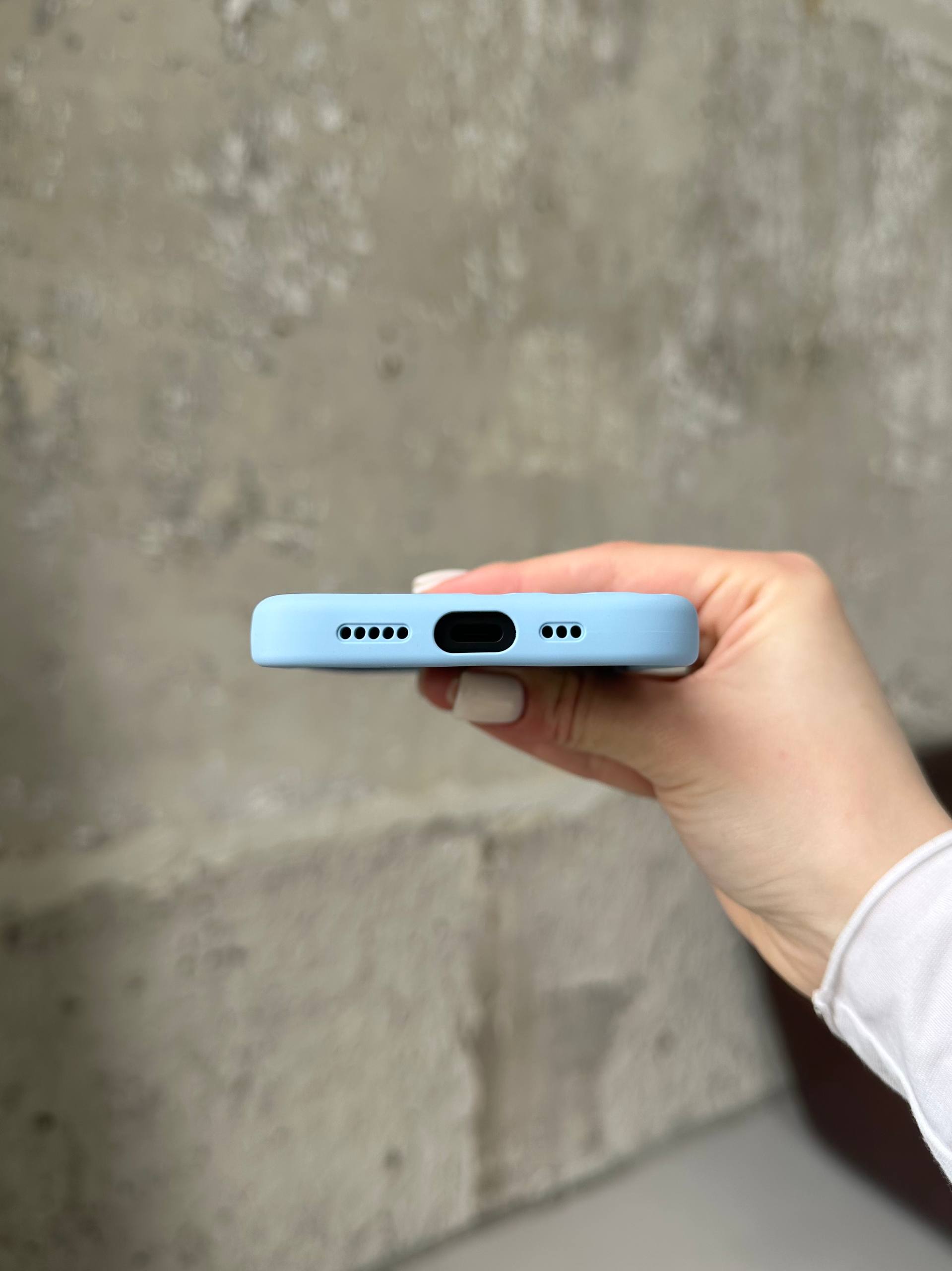 Чохол Flower Silicone Case з Magsafe на iPhone 16 Cloud Blue (02)