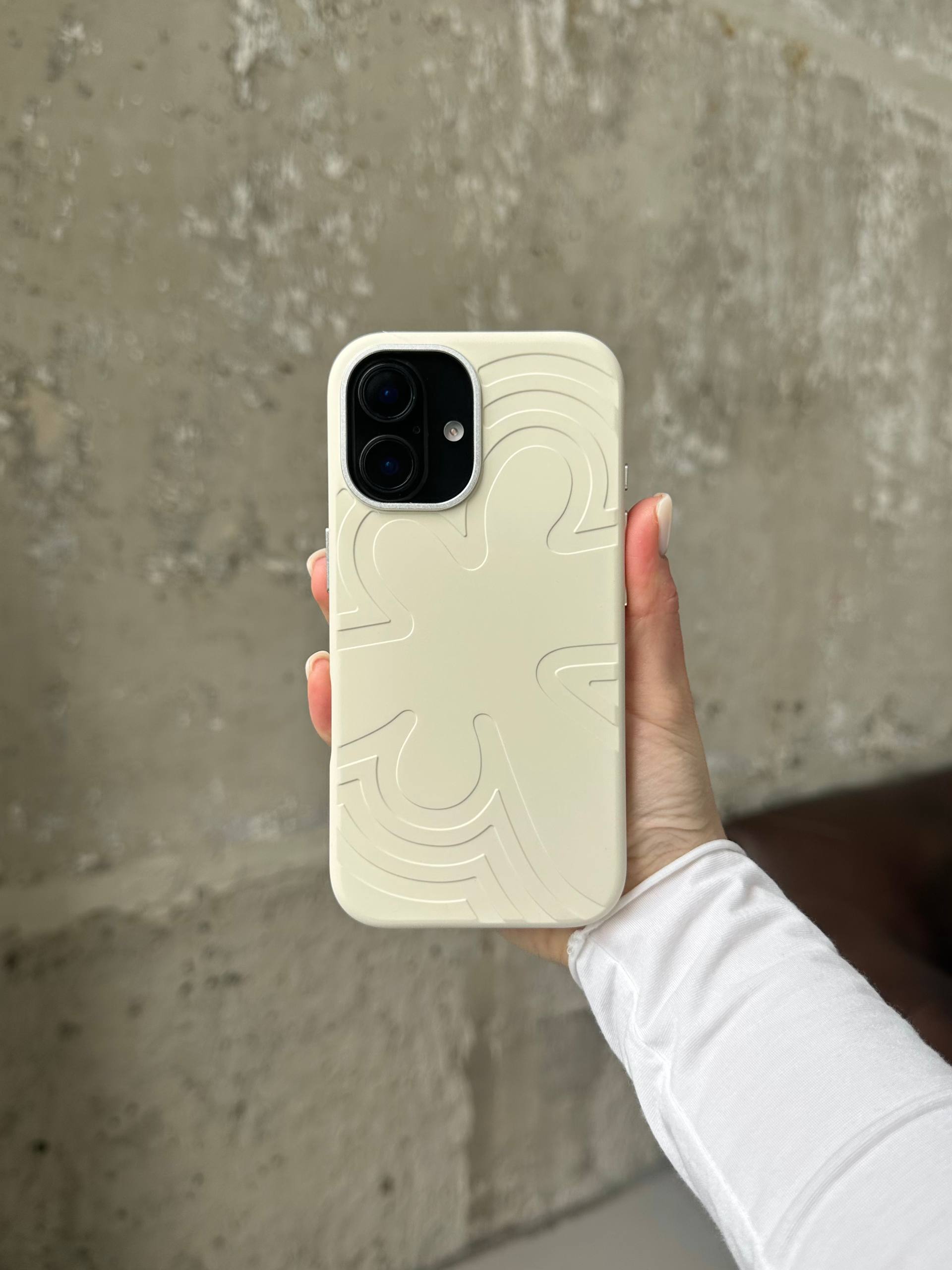 Чехол Flower Silicone Case с Magsafe на iPhone 16 Antique White (05)