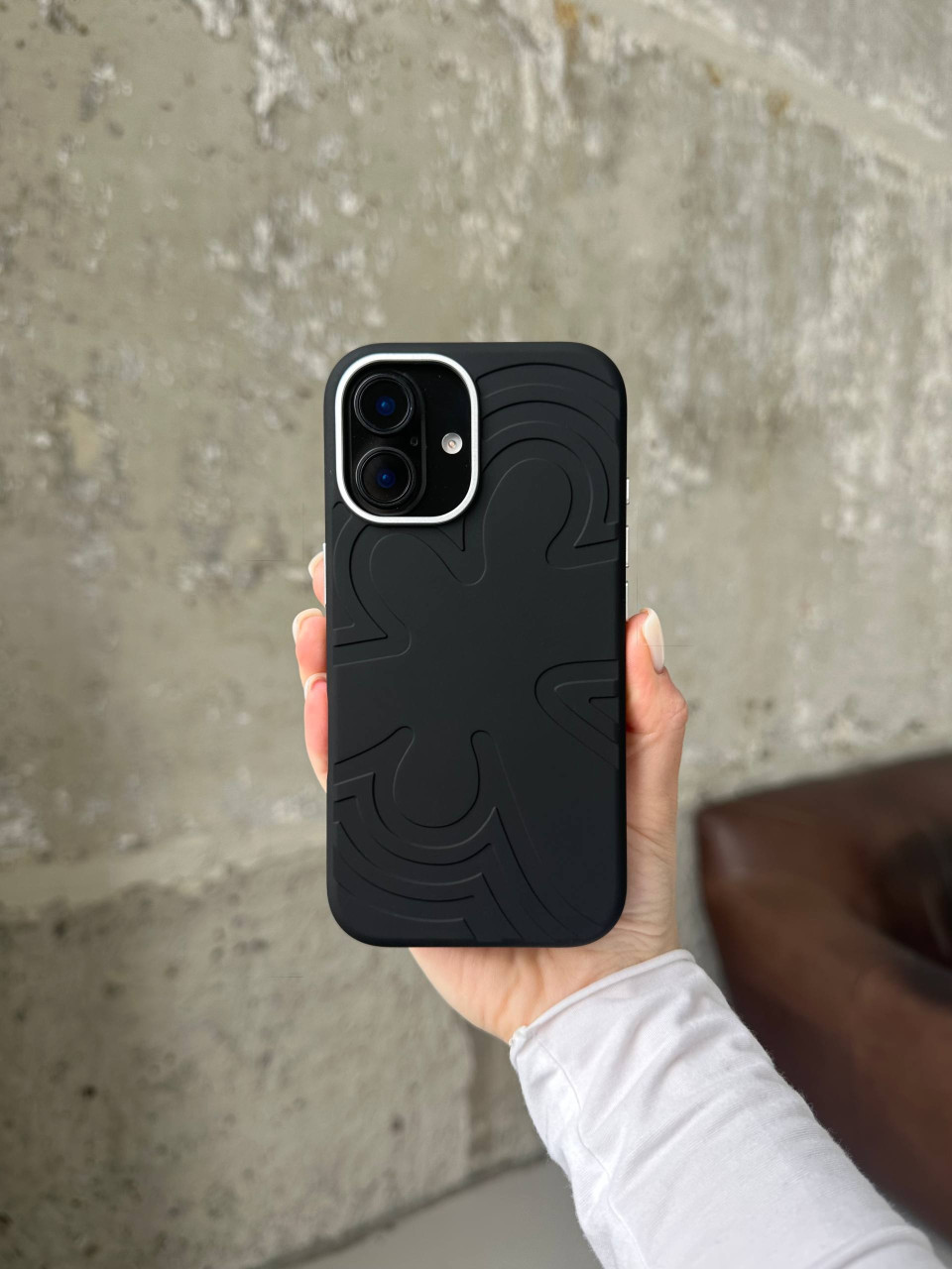 Чохол Flower Silicone Case з Magsafe на iPhone 17 Black (04)