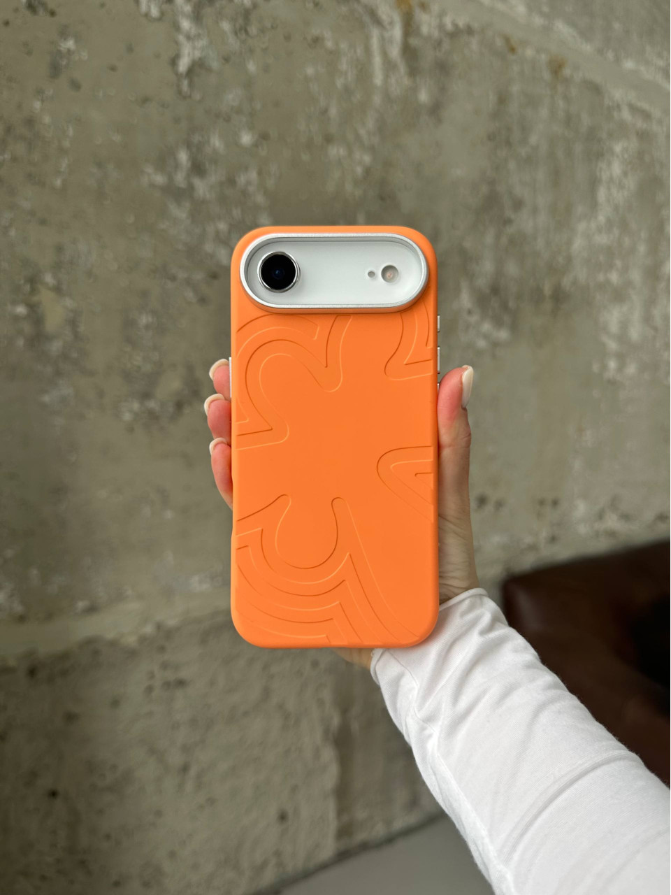 Чохол Flower Silicone Case з Magsafe на iPhone 17 Air Orange (09)