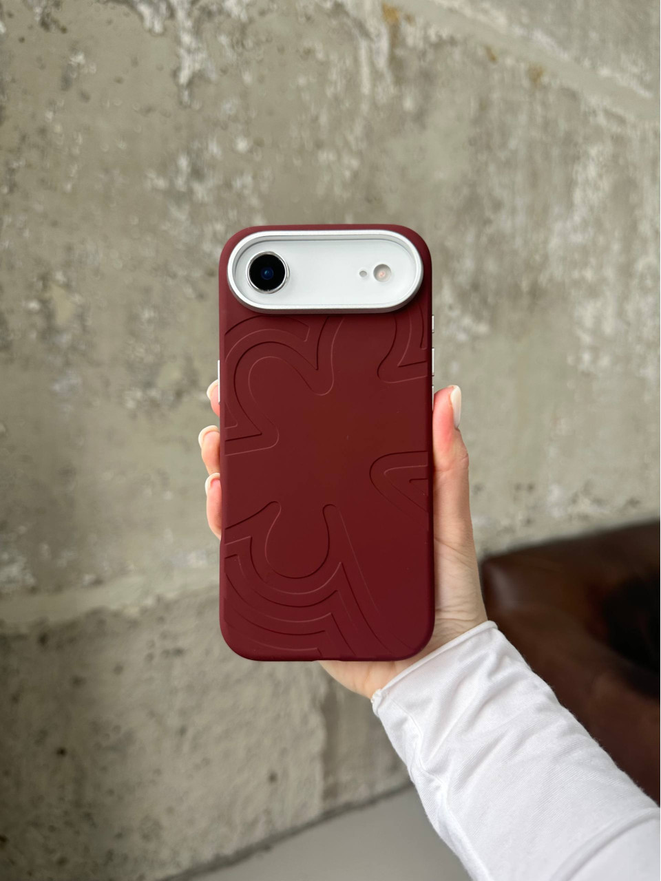 Чохол Flower Silicone Case з Magsafe на iPhone 17 Air Burgundy (06)