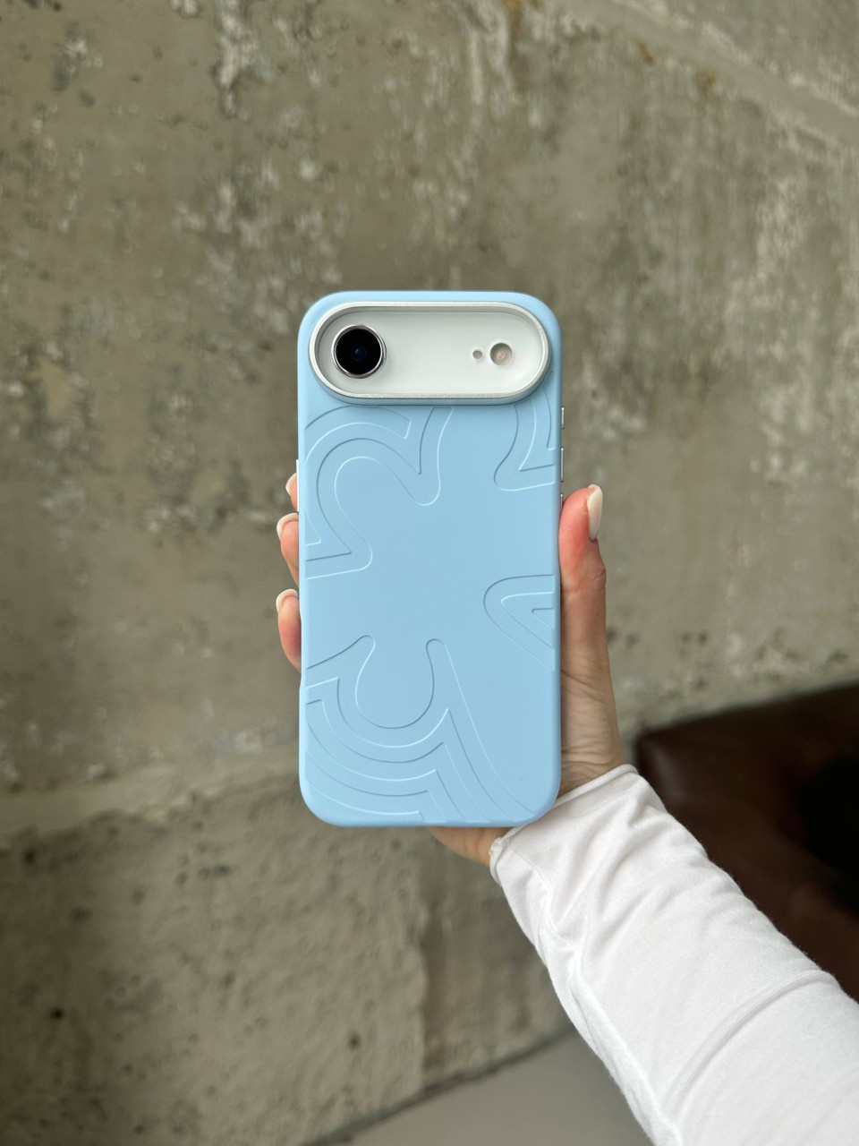 Чохол Flower Silicone Case з Magsafe на iPhone 17 Air Cloud Blue (02)