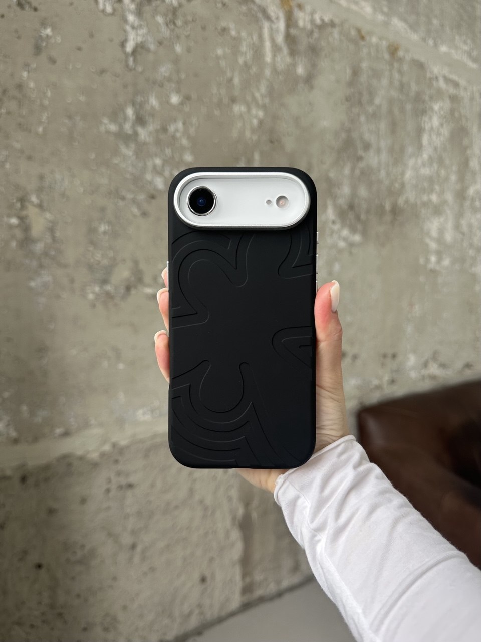 Чохол Flower Silicone Case з Magsafe на iPhone 17 Air Black (04)