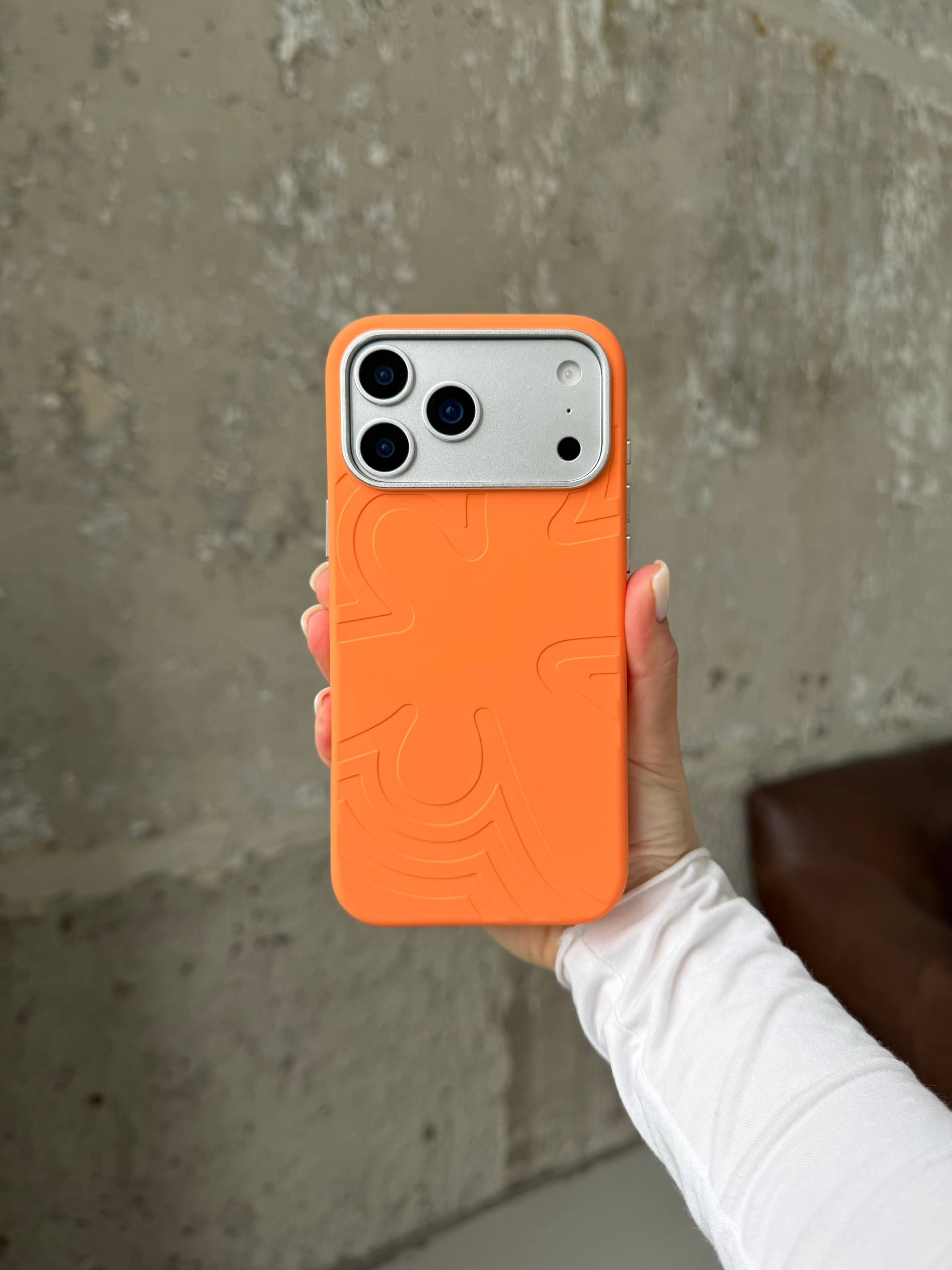 Чехол Flower Silicone Case с Magsafe на iPhone 17 Orange (09)