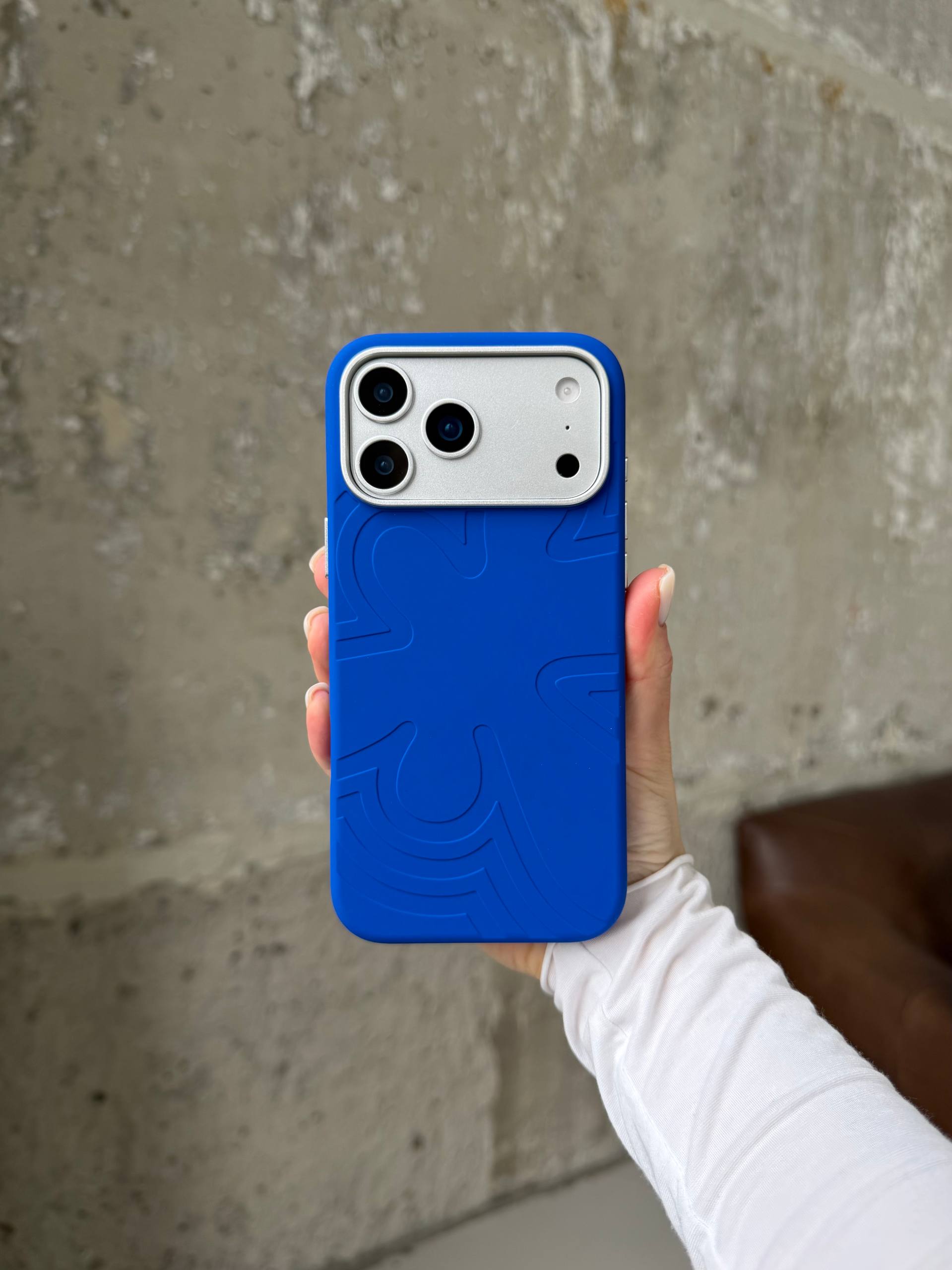 Чохол Flower Silicone Case з Magsafe на iPhone 17 Pro Electric Blue (03)