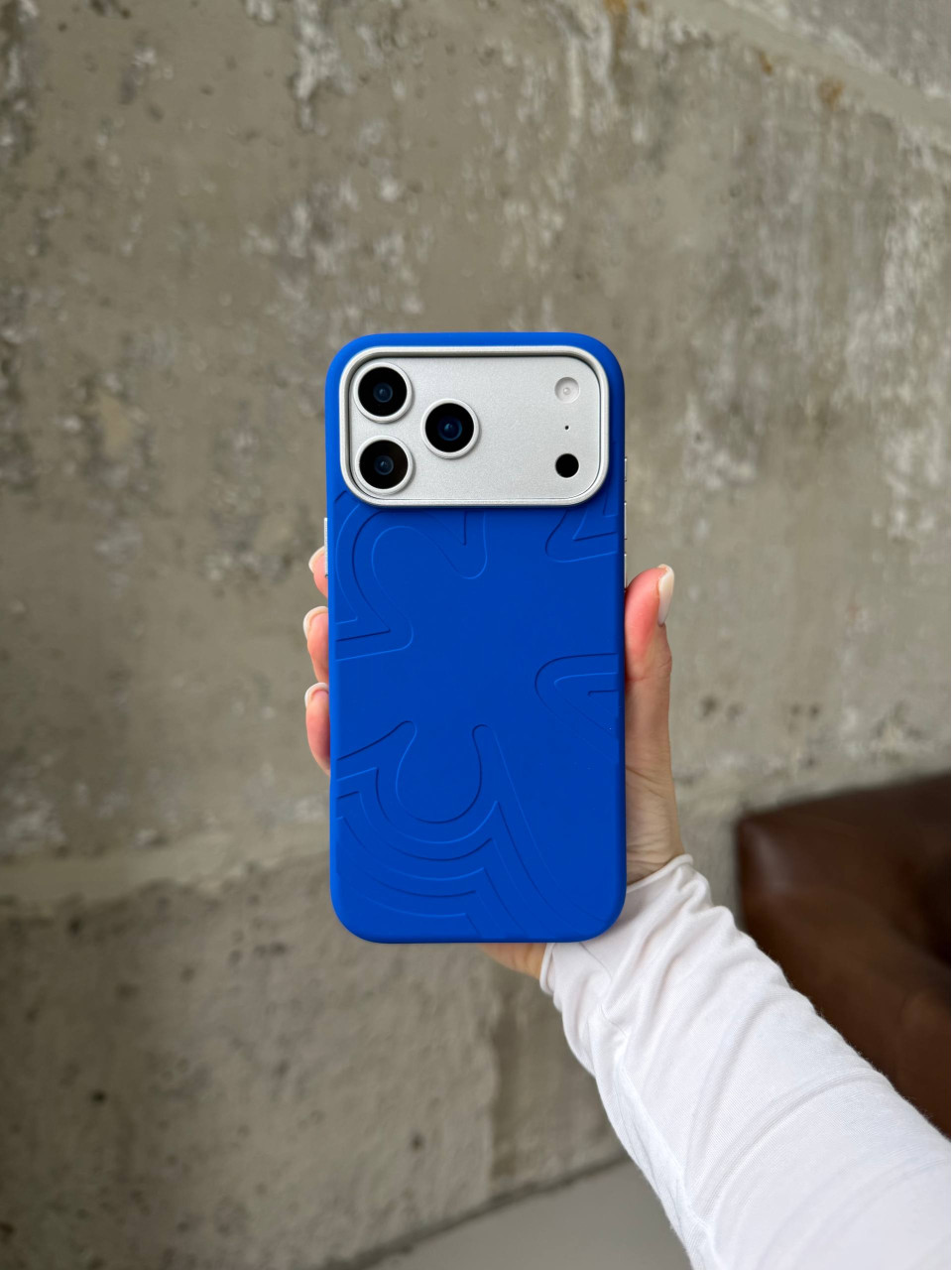 Чохол Flower Silicone Case з Magsafe на iPhone 17 Pro Electric Blue (03)