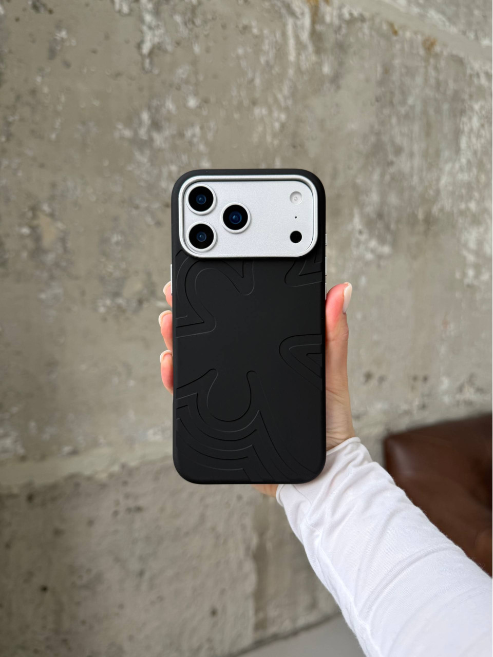 Чохол Flower Silicone Case з Magsafe на iPhone 17 Pro Black (04)