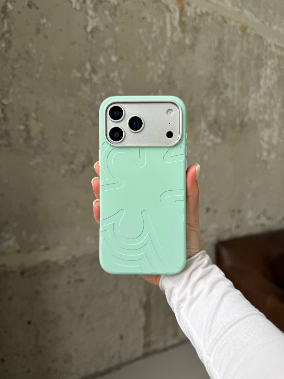 Чохол Flower Silicone Case з Magsafe на iPhone 17 Pro Mint (08)
