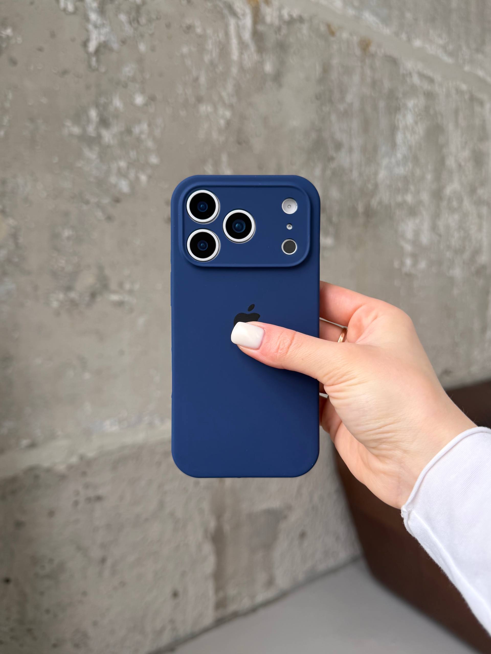 Чехол Silicone case с закрытой камерой на iPhone 17 Pro Deep Navy #39
