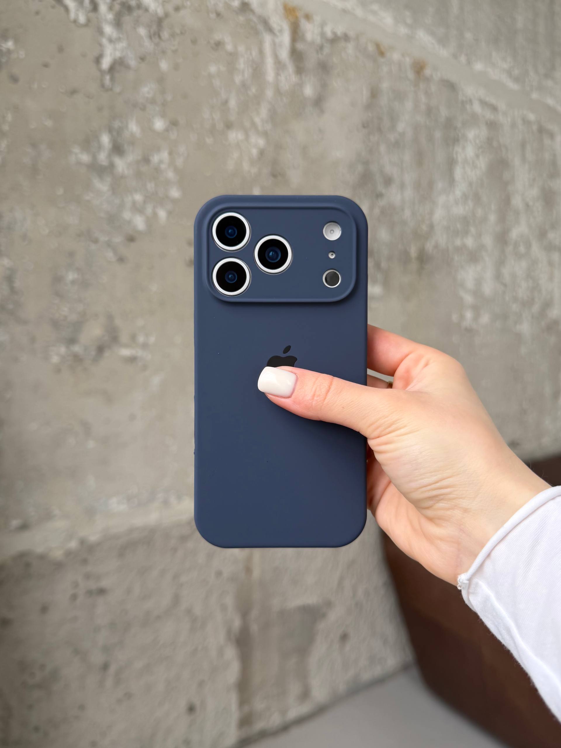 Чехол Silicone case с закрытой камерой на iPhone 17 Pro Max Midnight Blue #07
