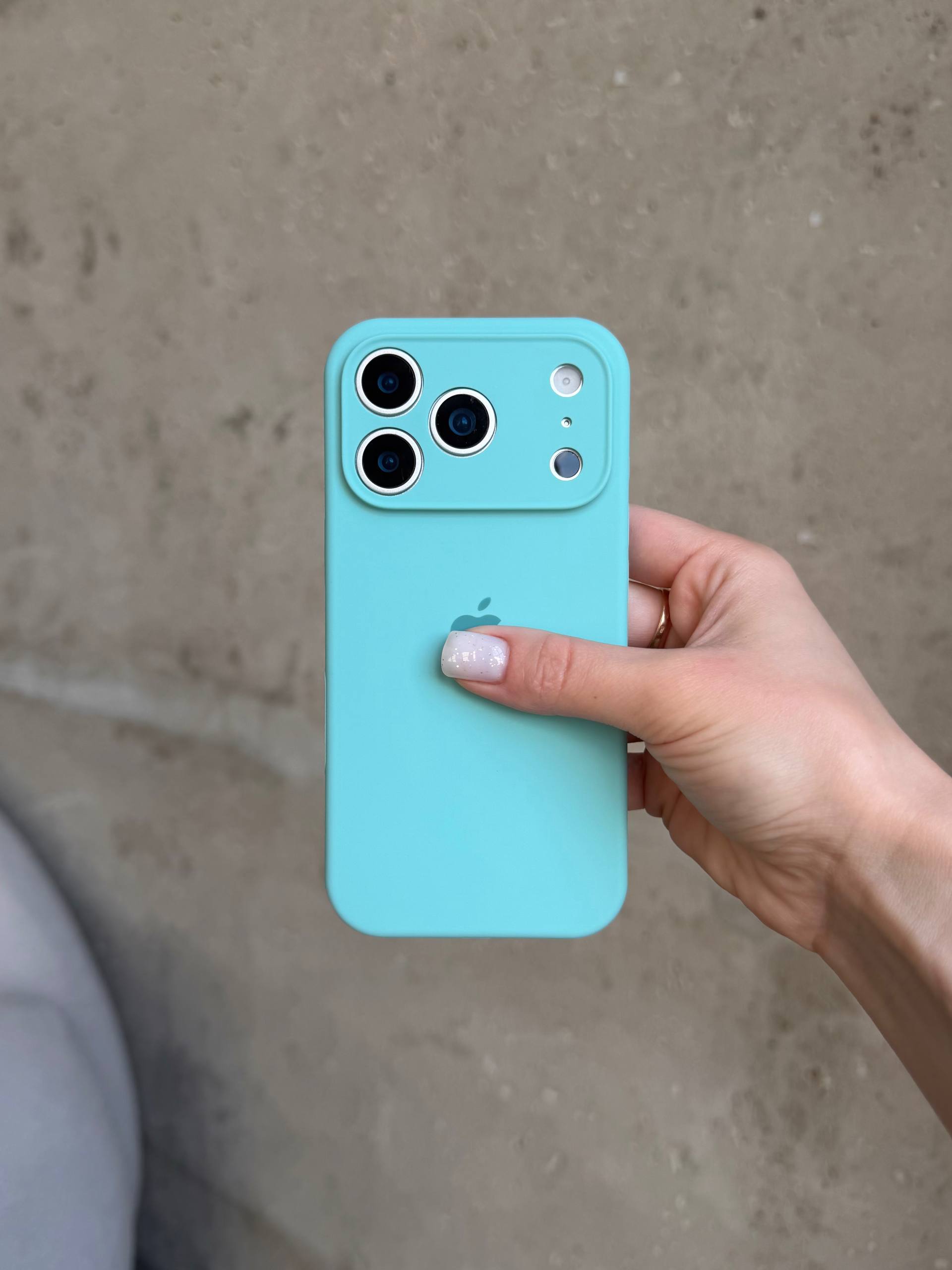Чехол Silicone case с закрытой камерой на iPhone 17 Pro Max Sea Blue #17