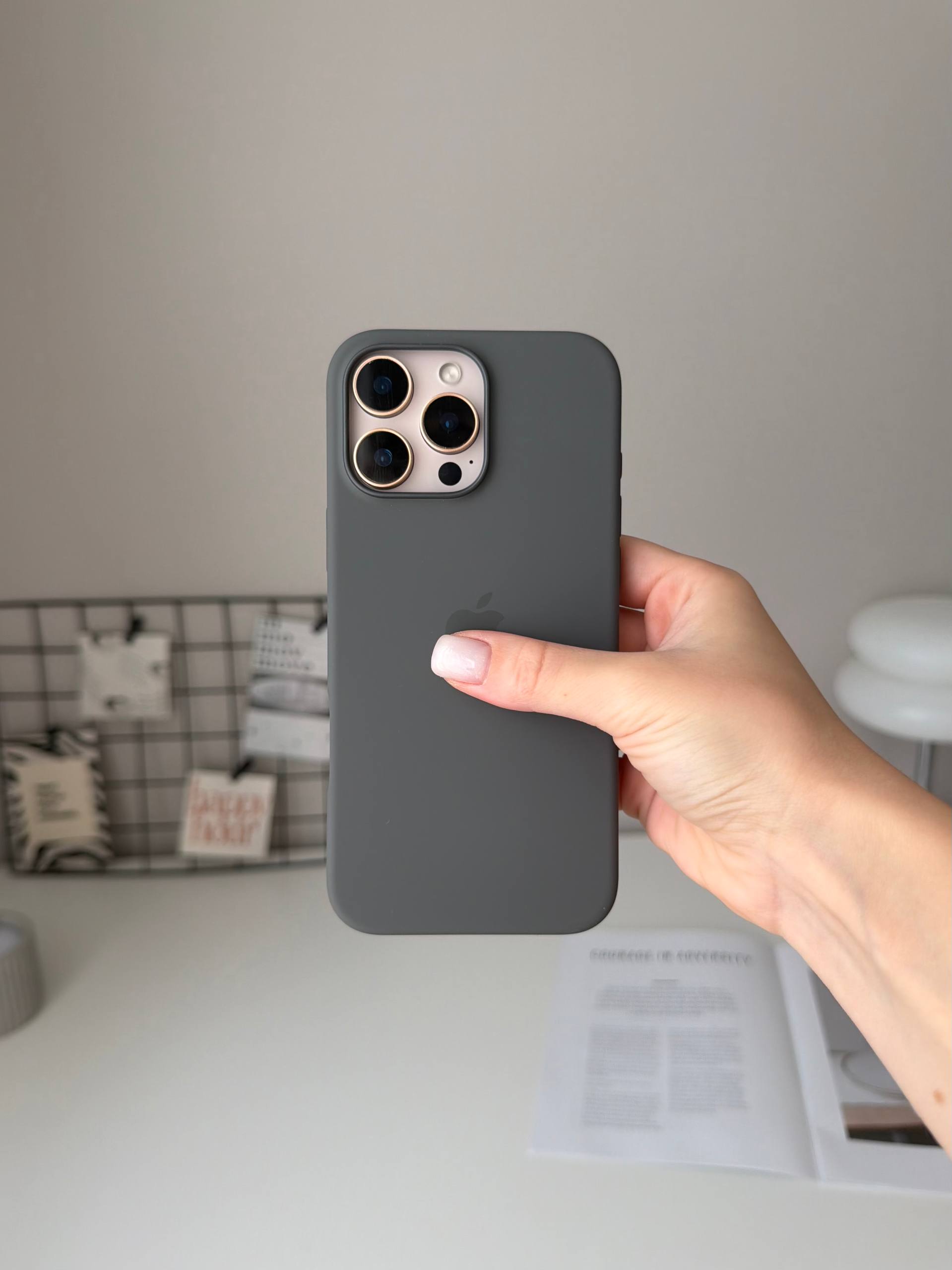 Чохол Silicone case з Magsafe на iPhone 16 Pro Max Stone Gray (02)