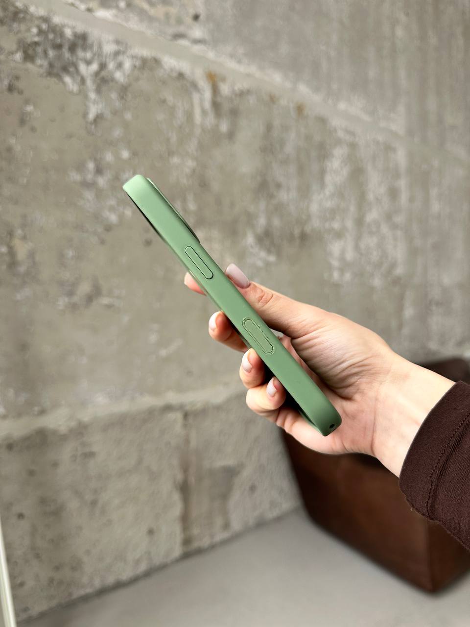 Чехол Silicone case с Magsafe на iPhone 17 Light Moss (07)