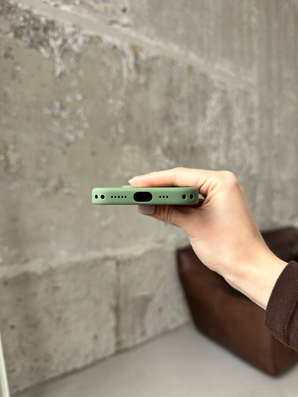 Чехол Silicone case с Magsafe на iPhone 17 Light Moss (07)