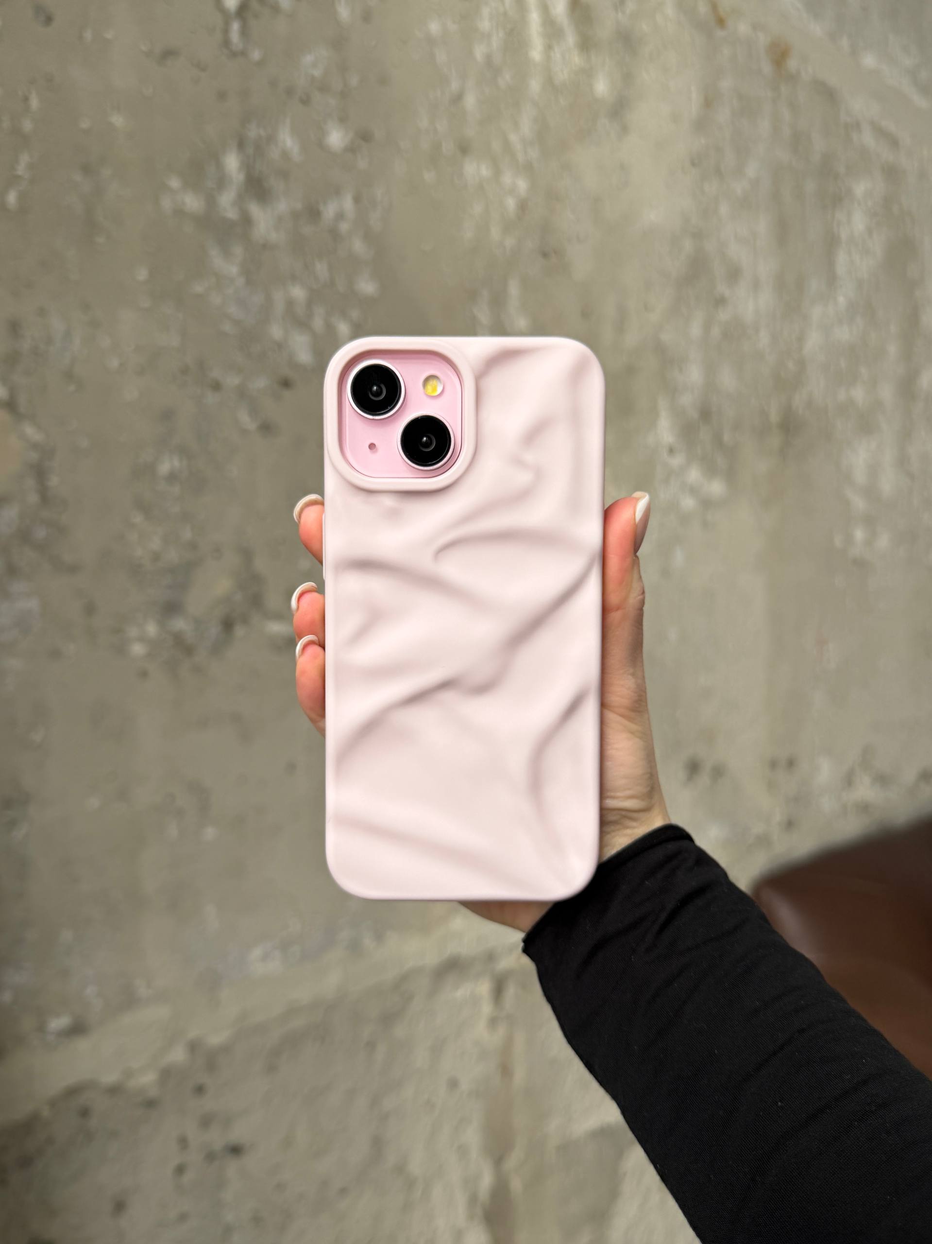 Чехол матовый волнистый Wave Case для iPhone 15+ Chalk Pink (04)