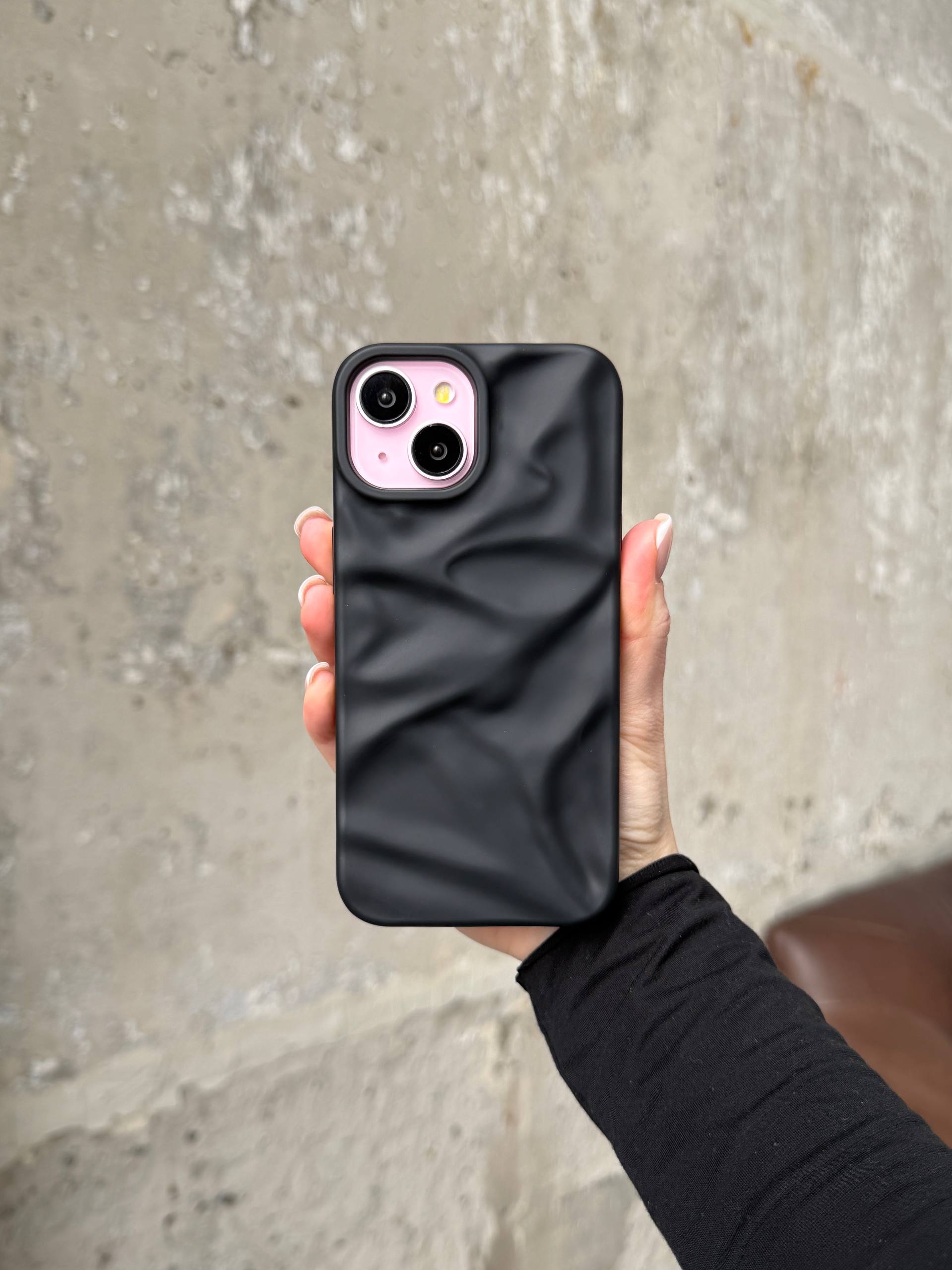 Чехол матовый волнистый Wave Case для iPhone 14+ Black (07)