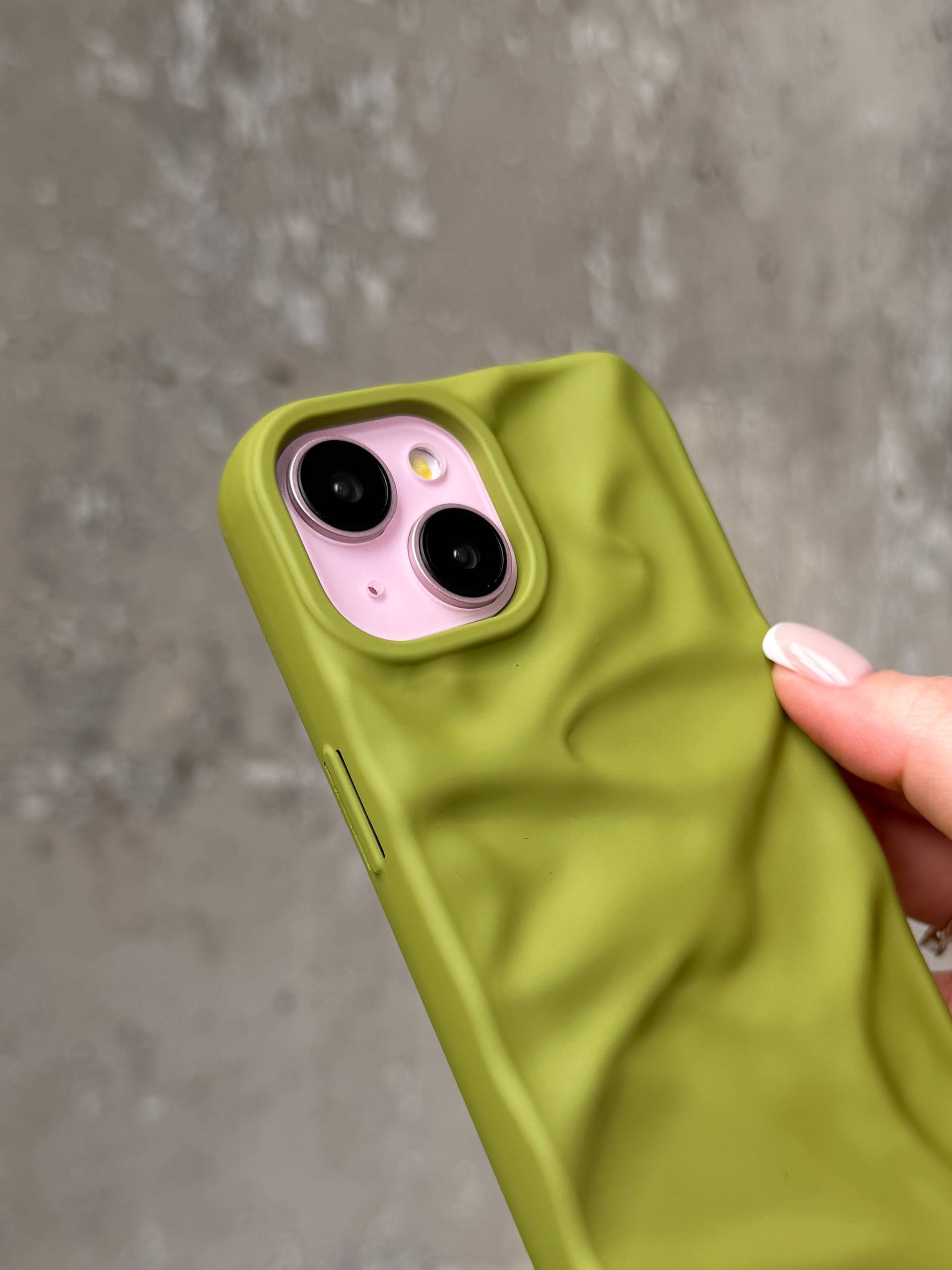 Чехол матовый волнистый Wave Case для iPhone 14+ Green (09)