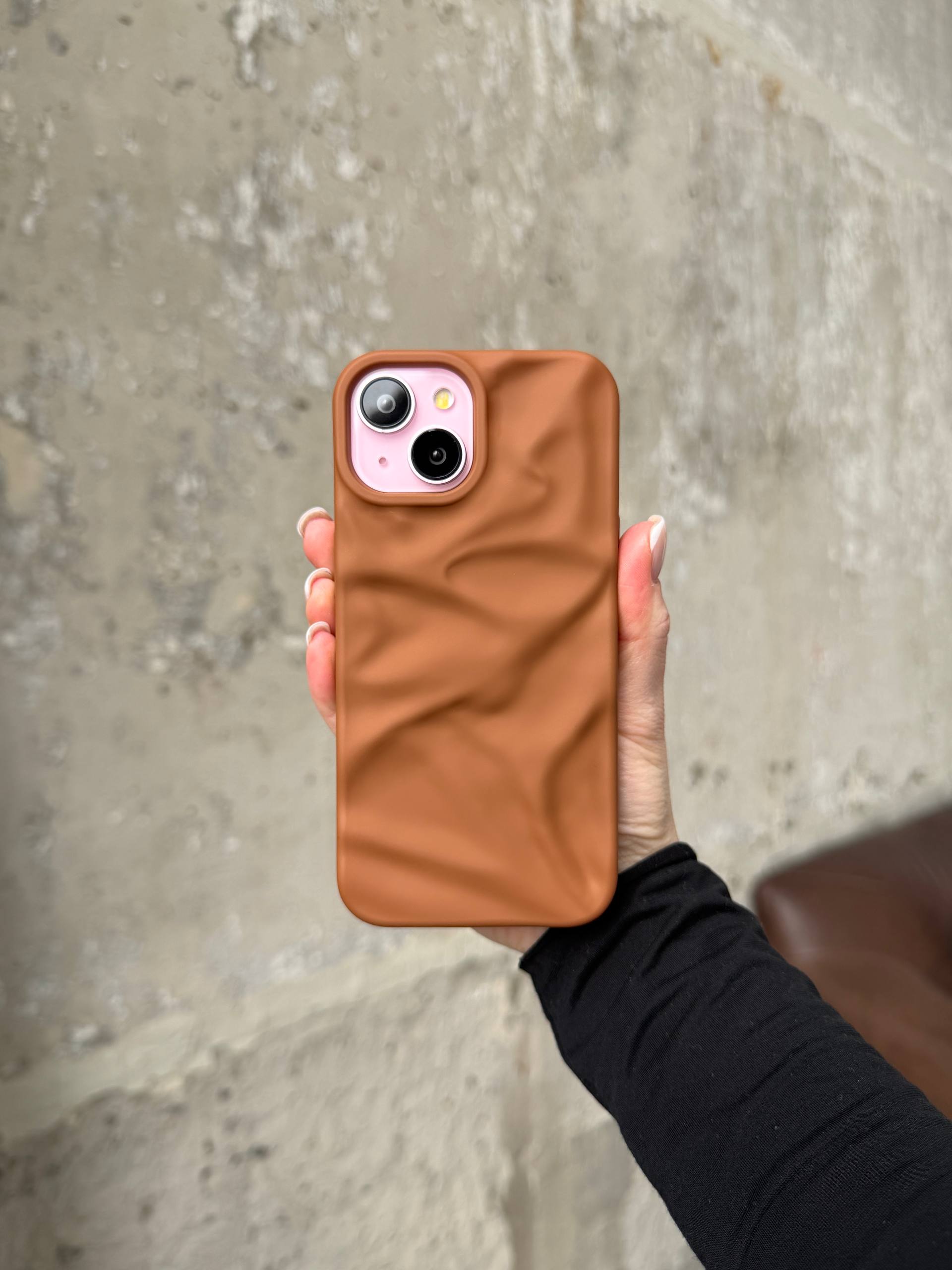 Чехол матовый волнистый Wave Case для iPhone 14+ Brown (03)
