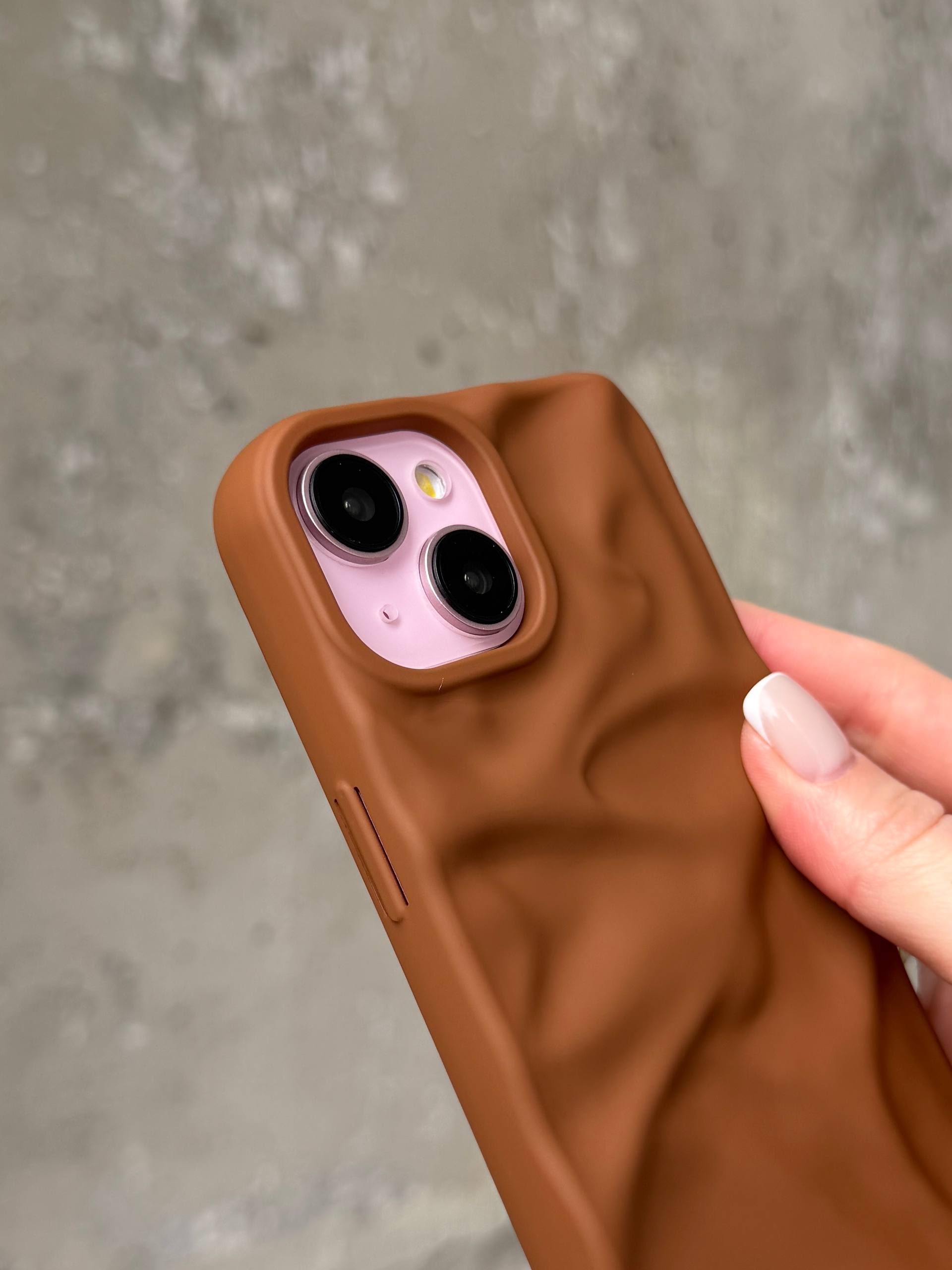 Чехол матовый волнистый Wave Case для iPhone 14+ Brown (03)
