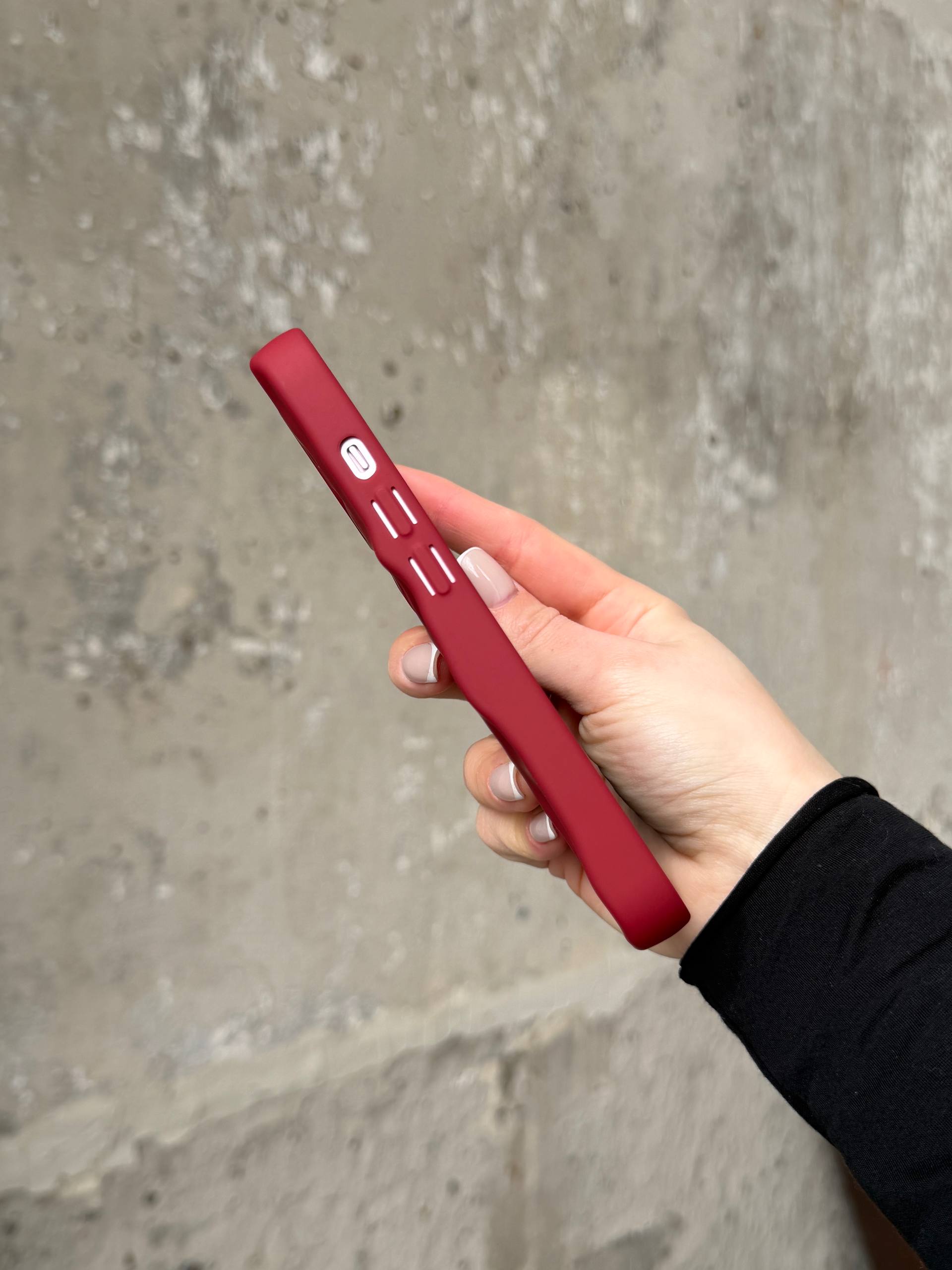 Чехол матовый волнистый Wave Case для iPhone 14+ Wine Red (10)