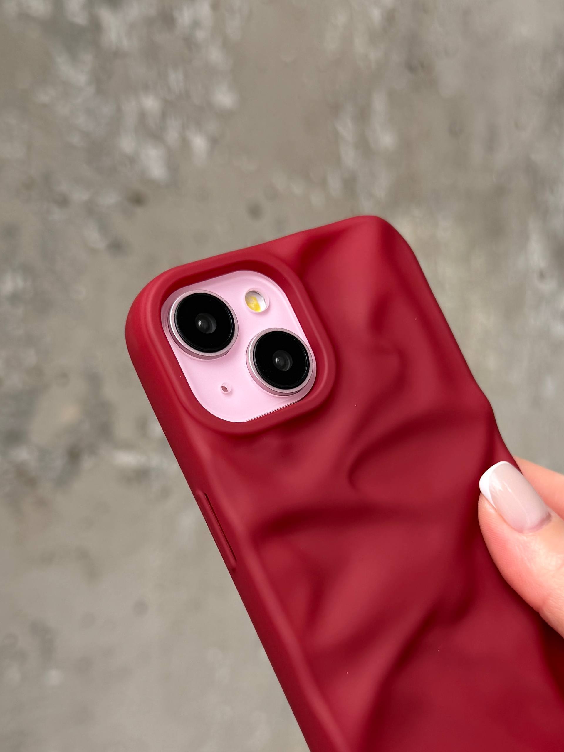 Чехол матовый волнистый Wave Case для iPhone 14+ Wine Red (10)