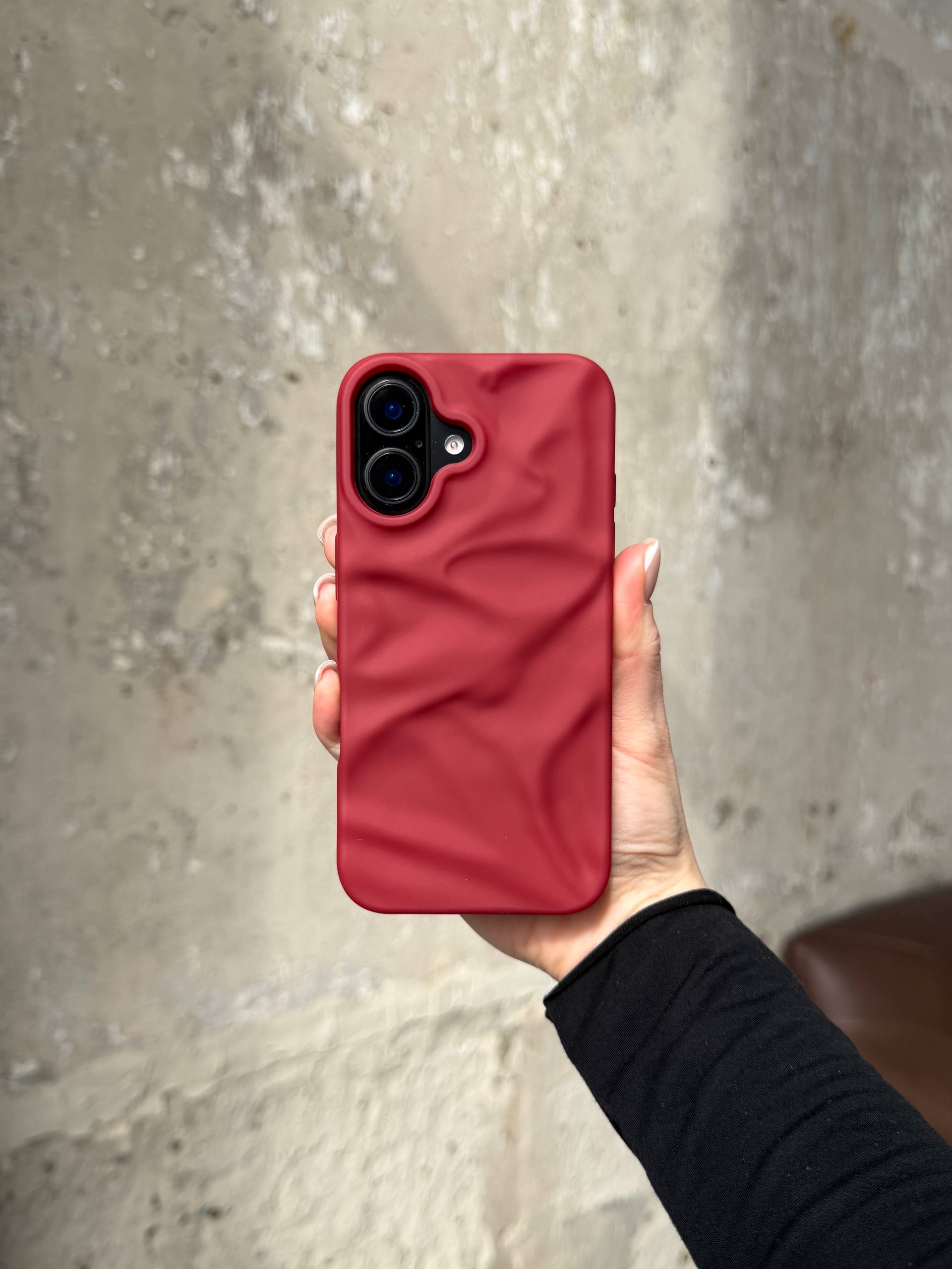 Чехол матовый волнистый Wave Case для iPhone 17 Wine Red (10)