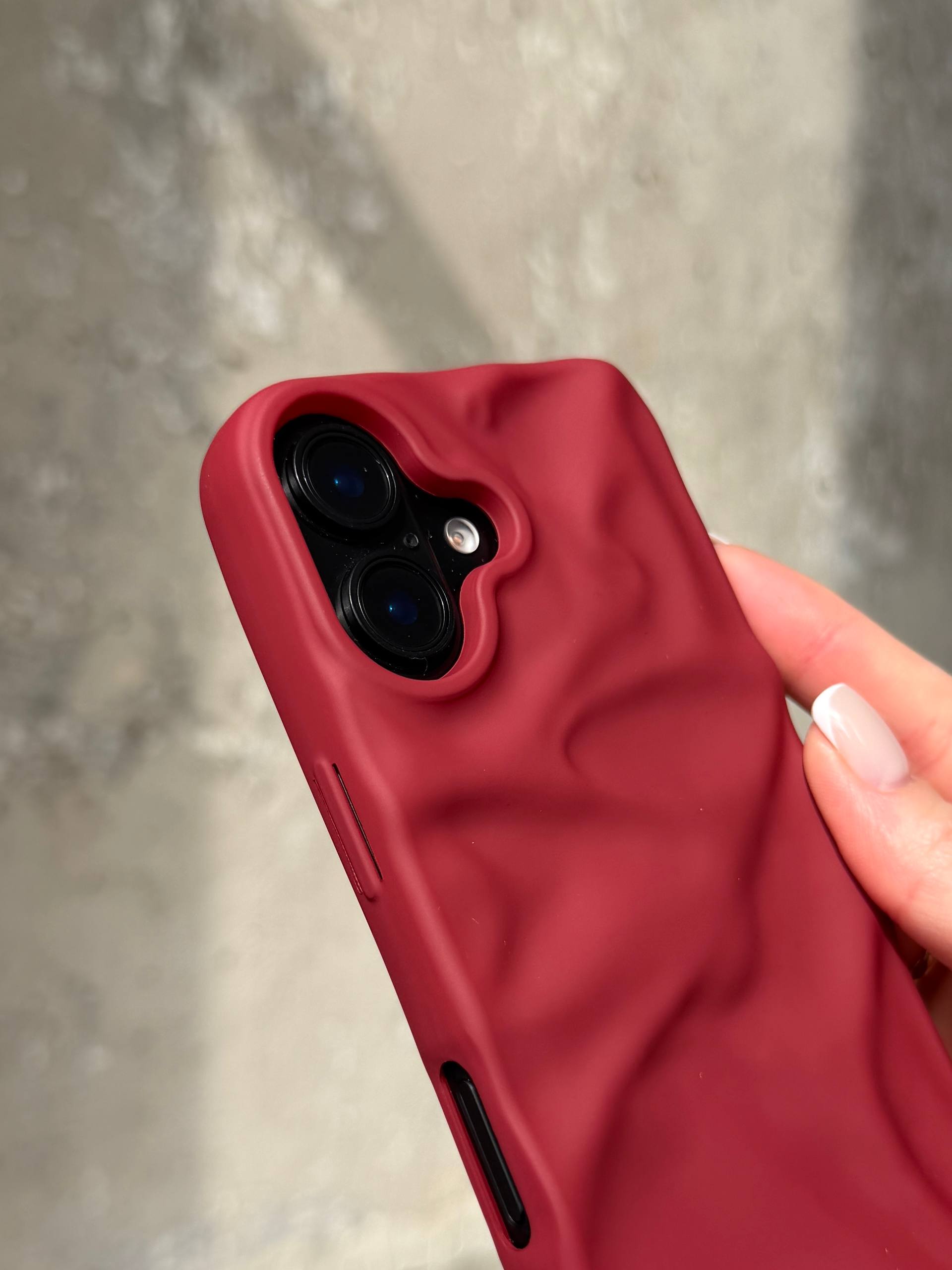Чехол матовый волнистый Wave Case для iPhone 17 Wine Red (10)