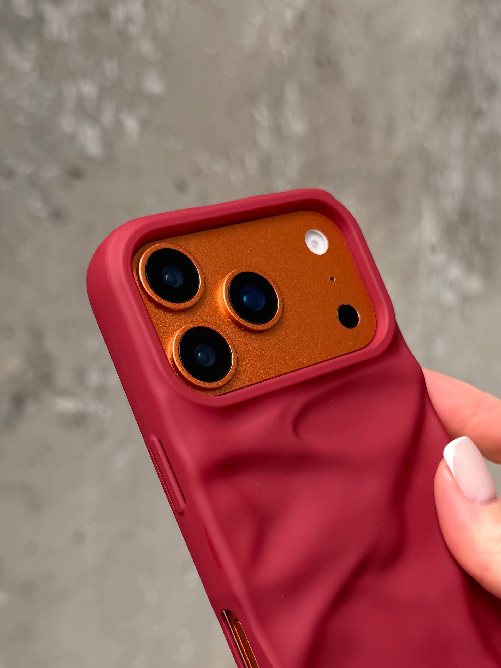 Чехол матовый волнистый Wave Case для iPhone 17 Pro Max Wine Red (10)