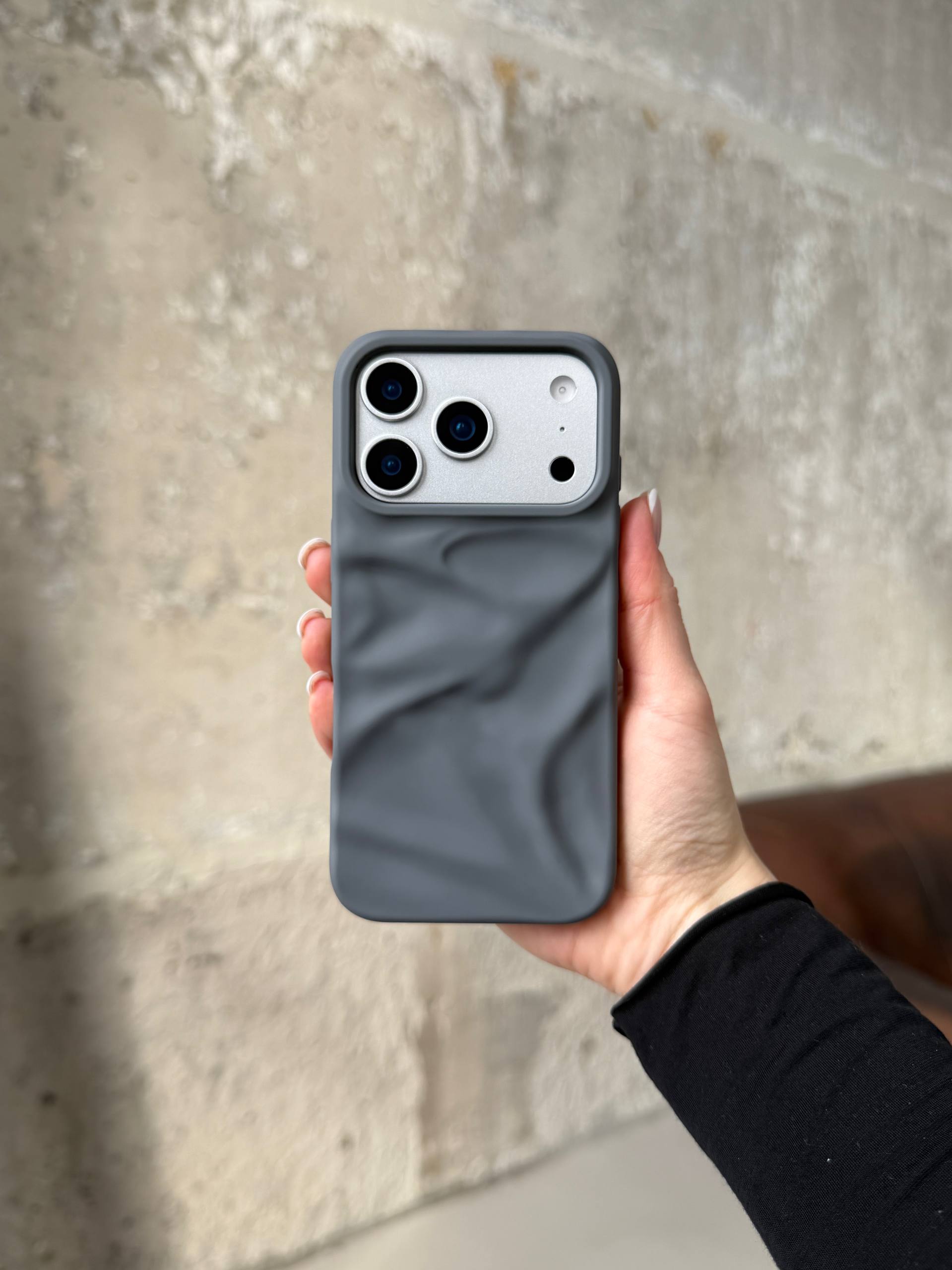 Чохол матовий хвилястий Wave Case на iPhone 17 Pro Grey (02)