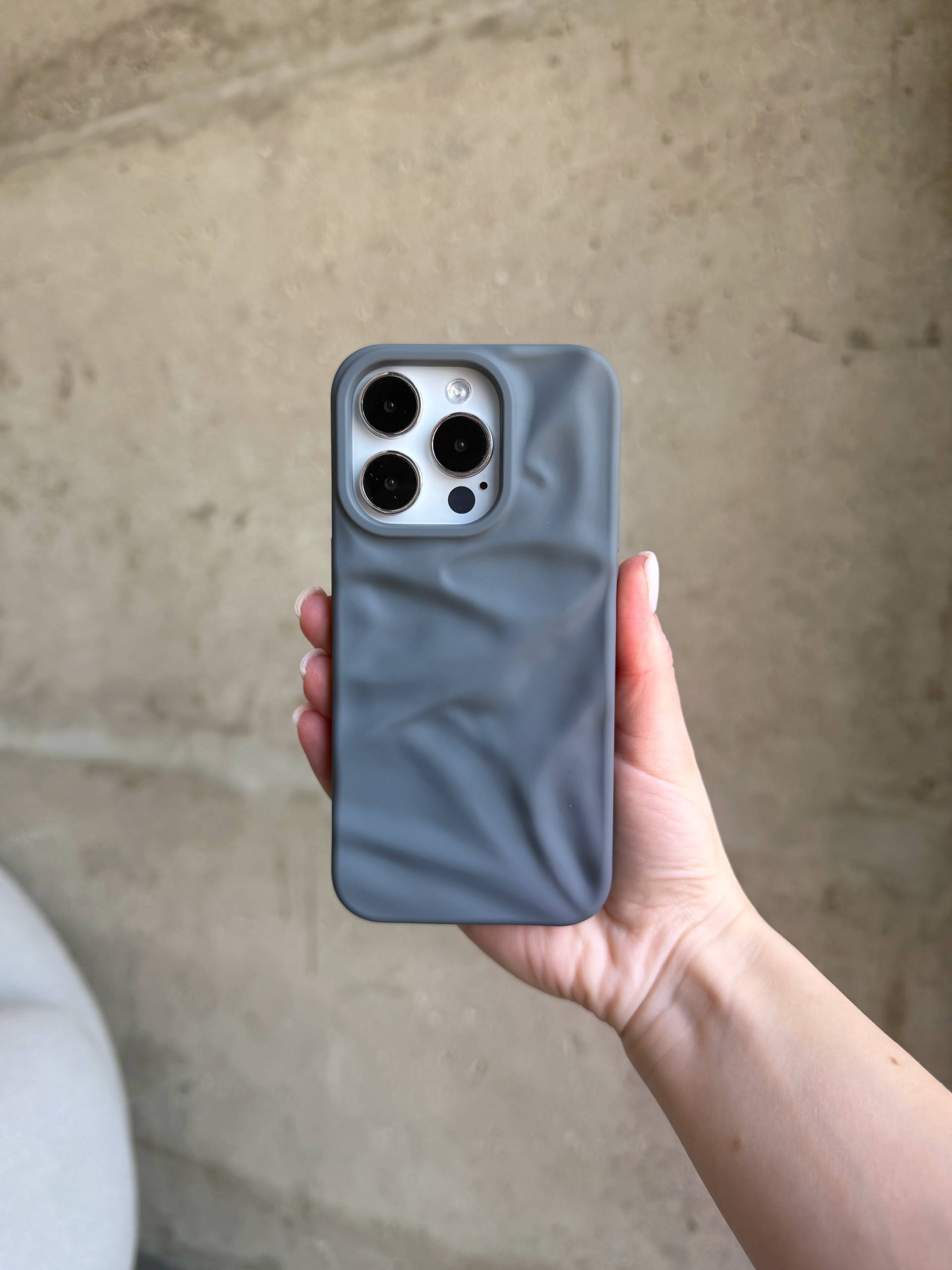 Чехол матовый волнистый Wave Case на iPhone 16 Pro Grey (02)