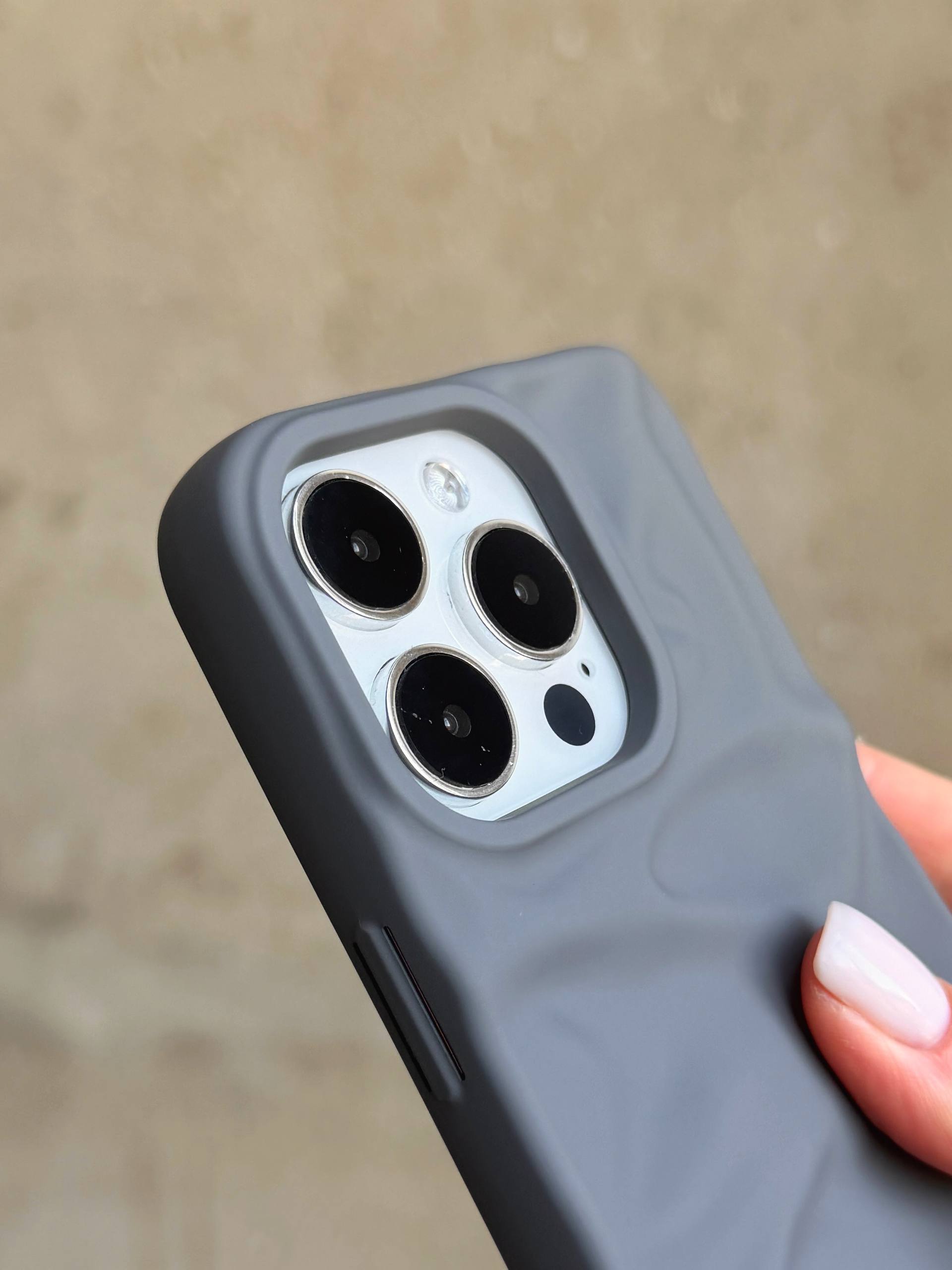 Чехол матовый волнистый Wave Case для iPhone 16 Pro Max Grey (02)