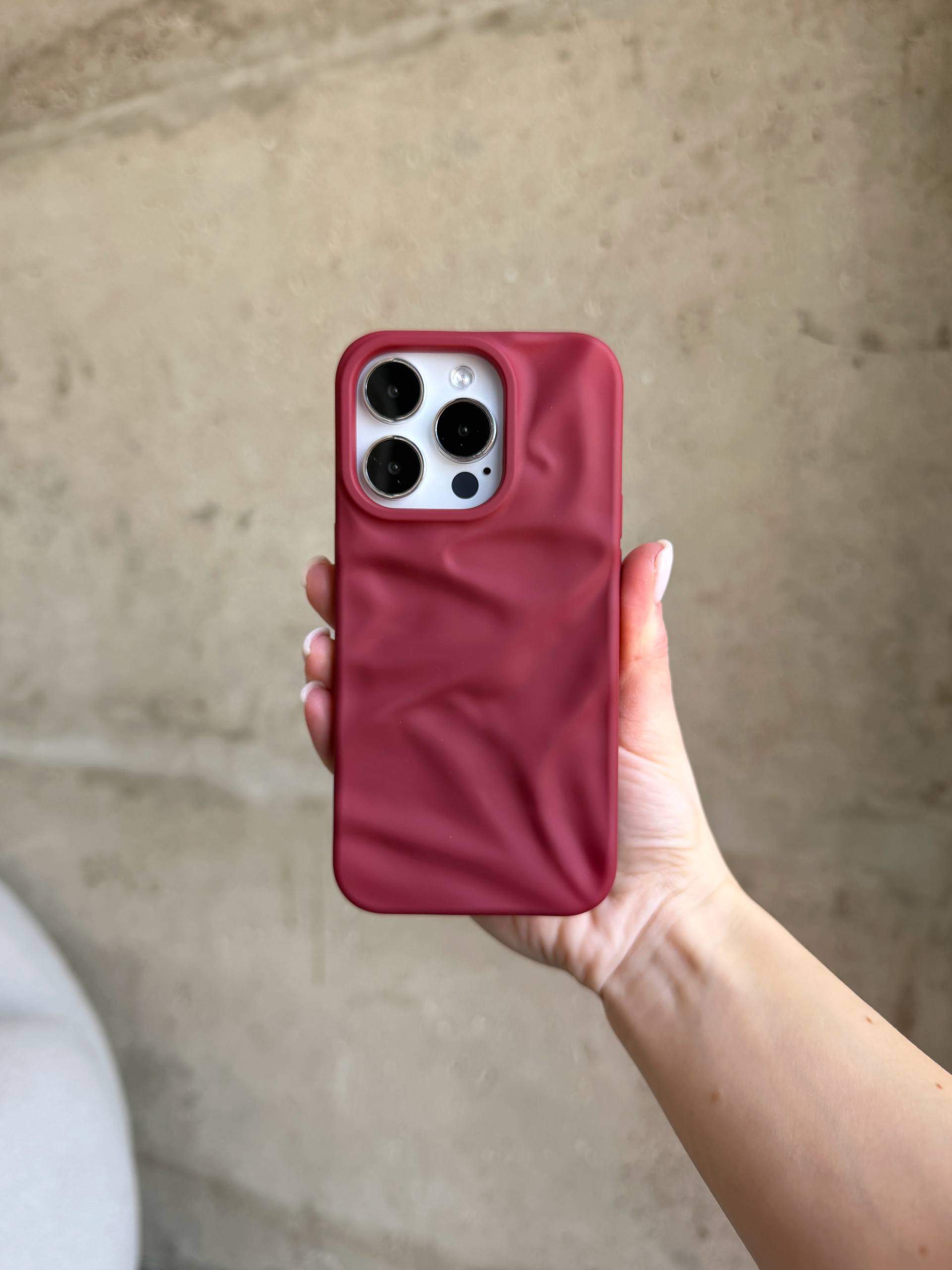 Чехол матовый волнистый Wave Case для iPhone 16 Pro Wine Red (10)