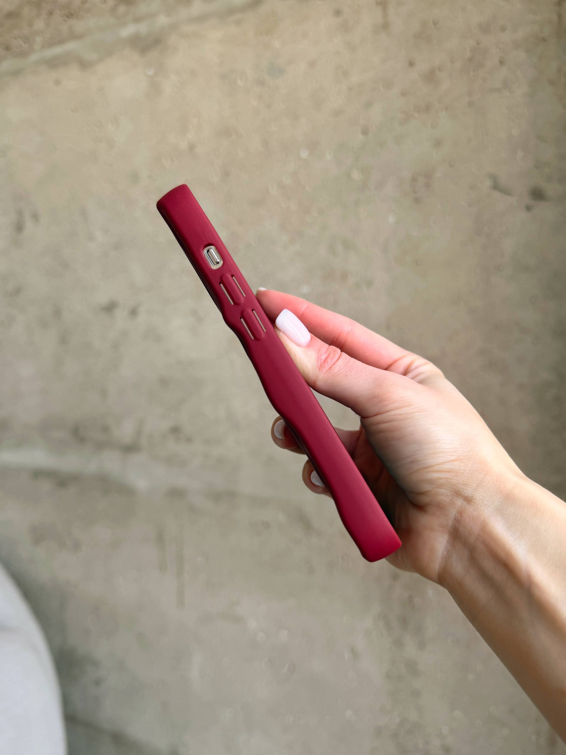 Чехол матовый волнистый Wave Case для iPhone 13 Pro Max Wine Red (10)