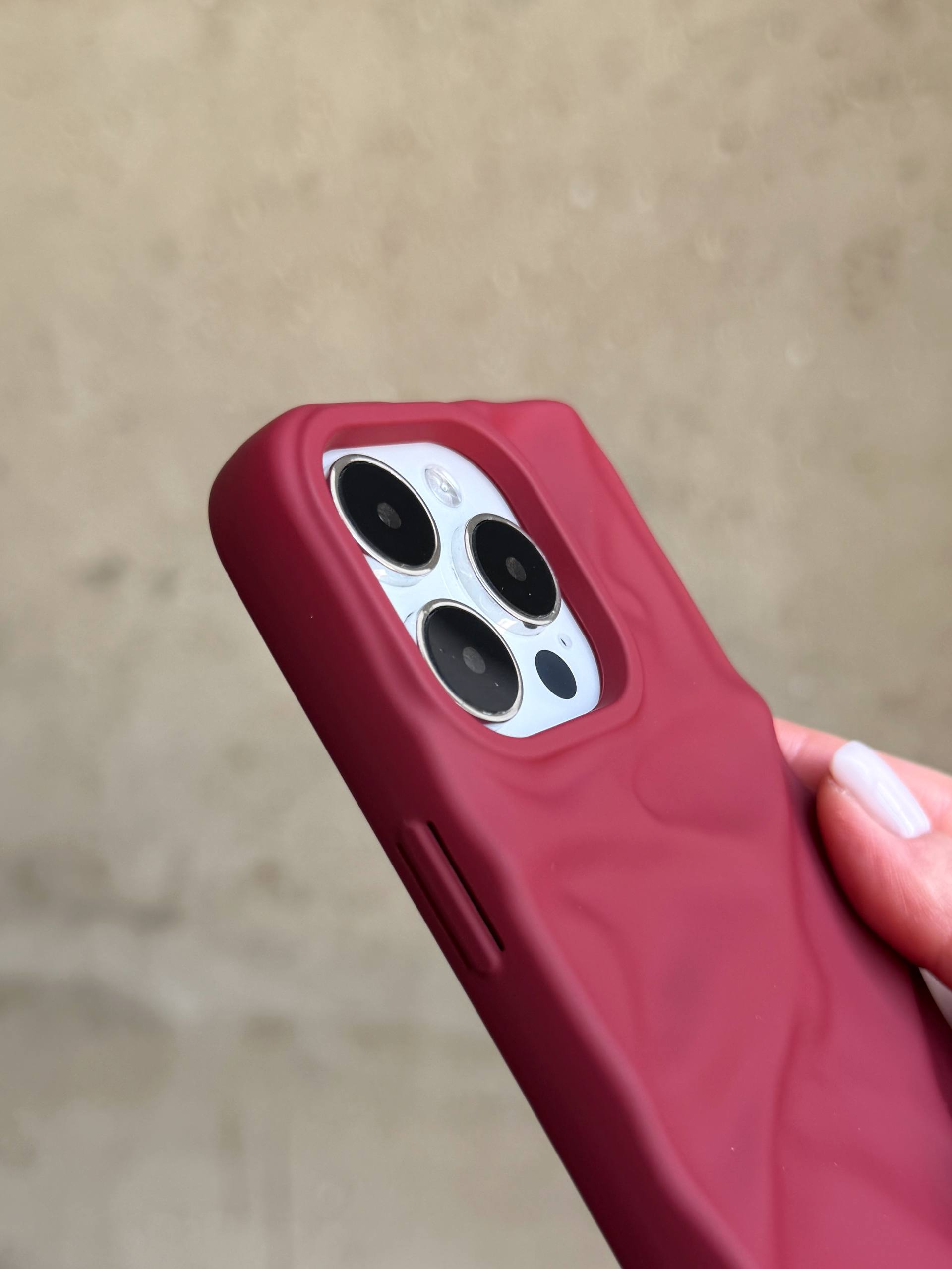 Чехол матовый волнистый Wave Case для iPhone 16 Pro Max Wine Red (10)