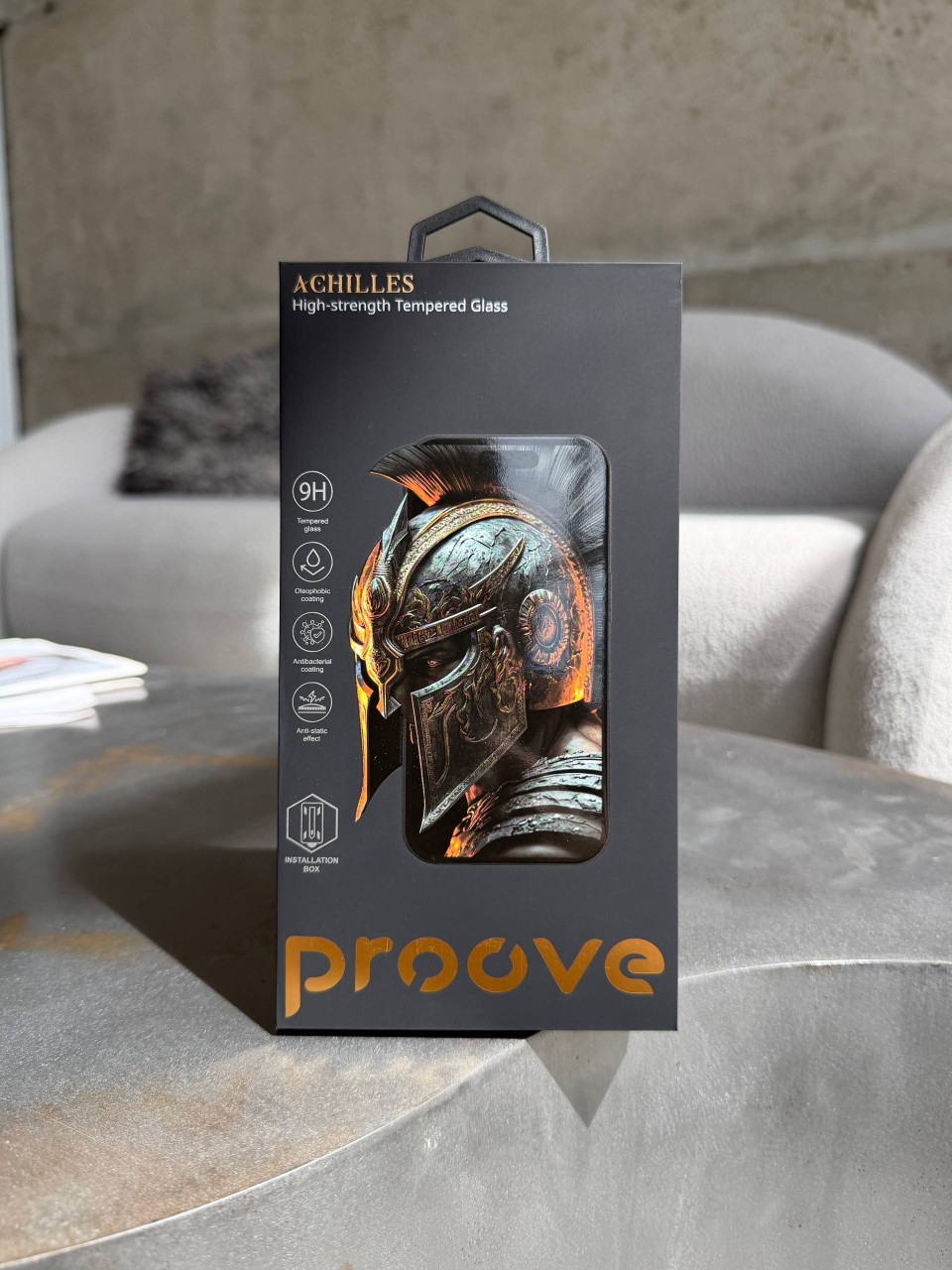 Преміальне захисне скло Proove Achilles Installation Box на iPhone 15 Pro Max