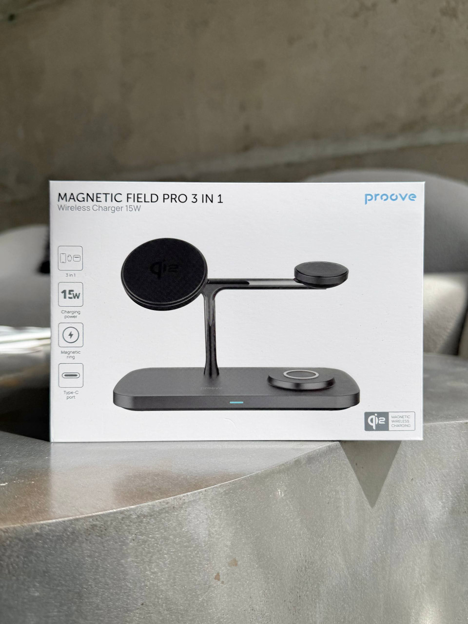 Зарядна станція Proove Magnetic Field Pro 3 in 1 Qi2 Black
